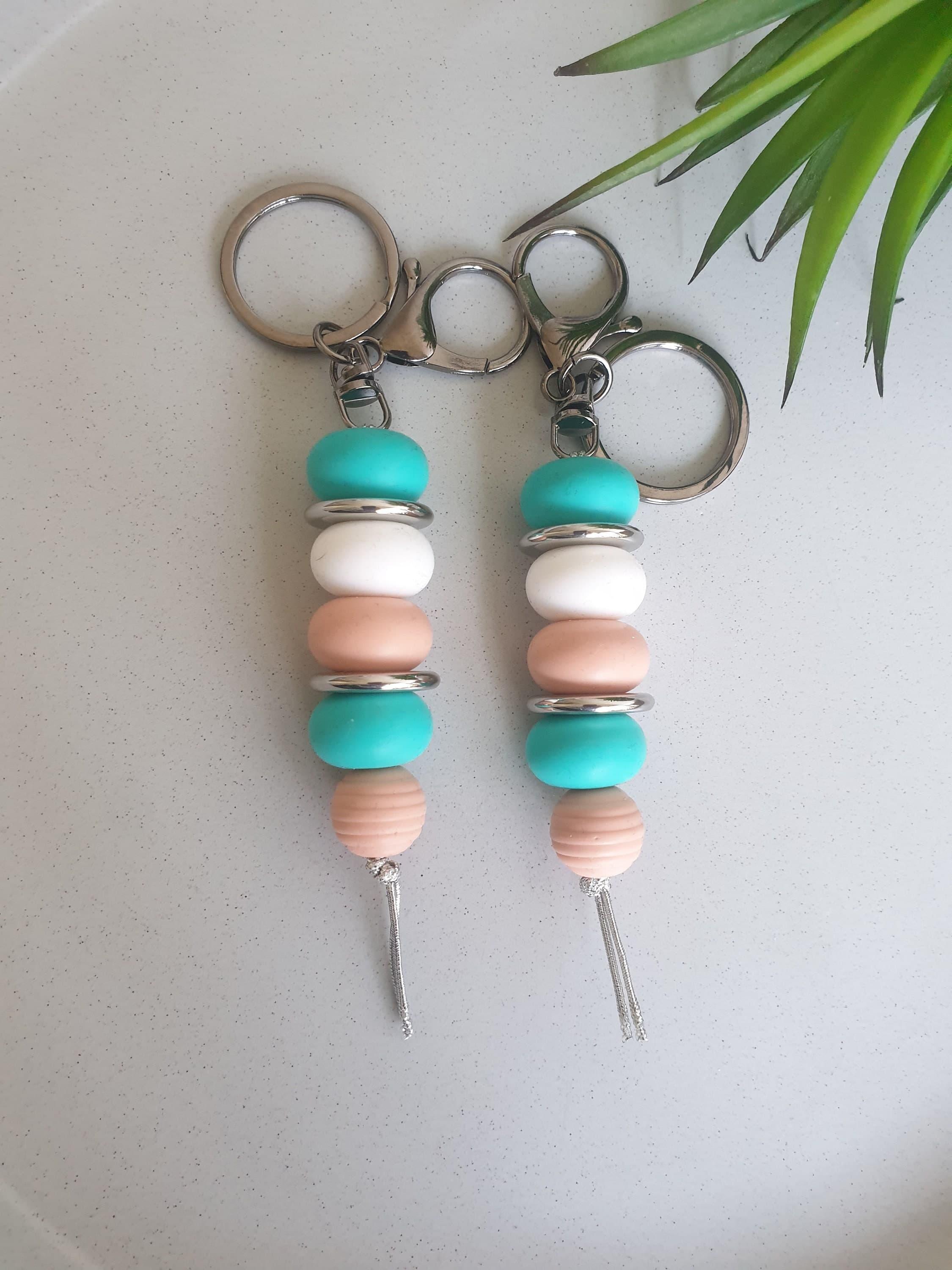 Beaded Keychain: Silicone Bead Keyring, Handbag Charm - image 3