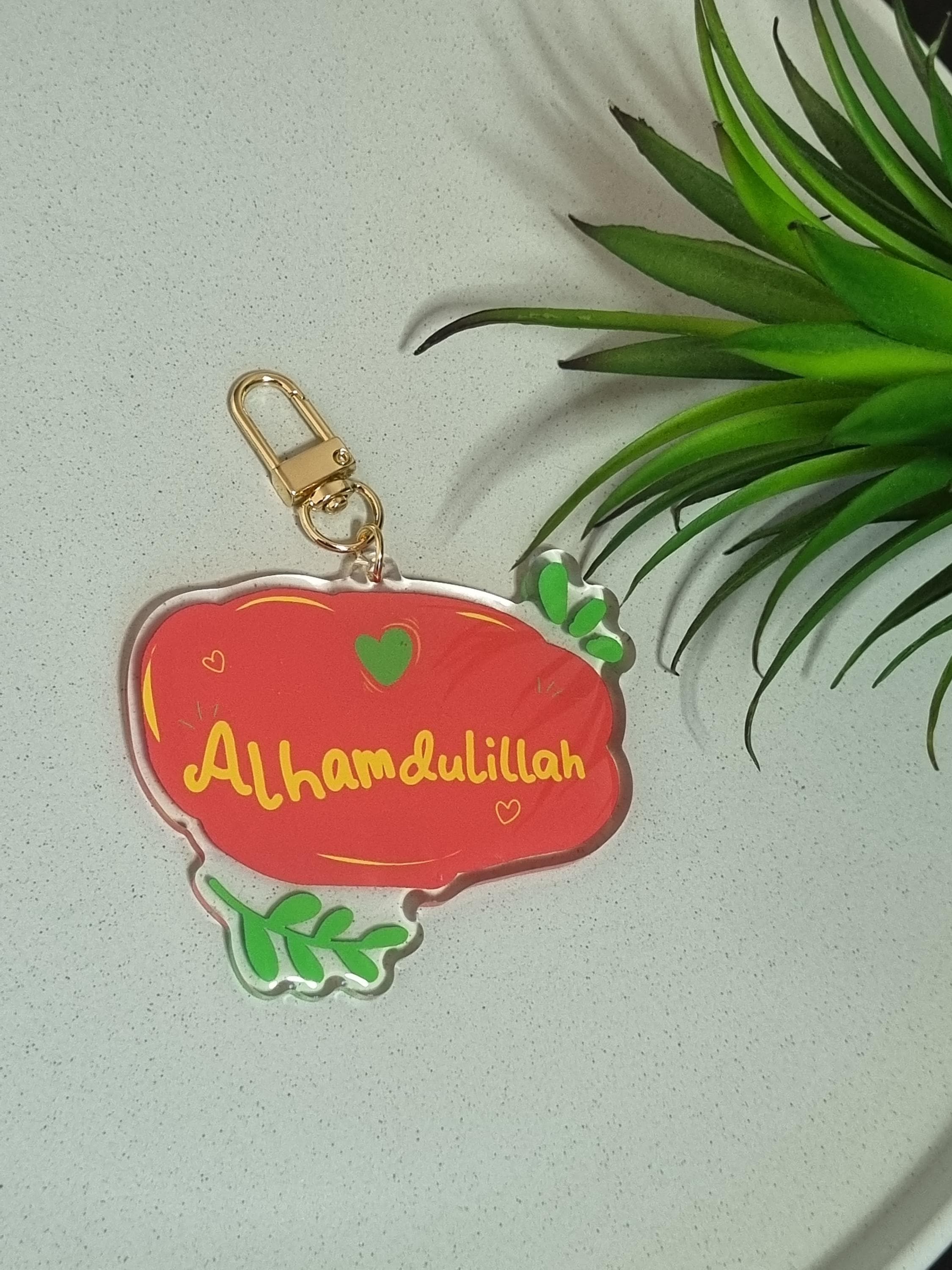 Alhamdulillah Acrylic Keychain: Islamic Gratitude Keyring with Gold Clip - image 3