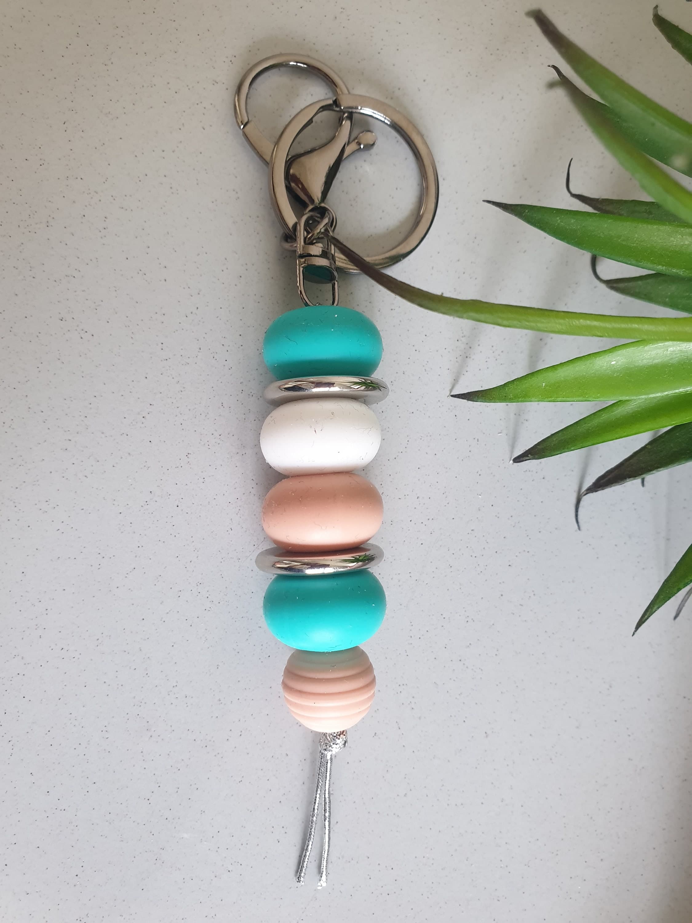 Beaded Keychain: Silicone Bead Keyring, Handbag Charm