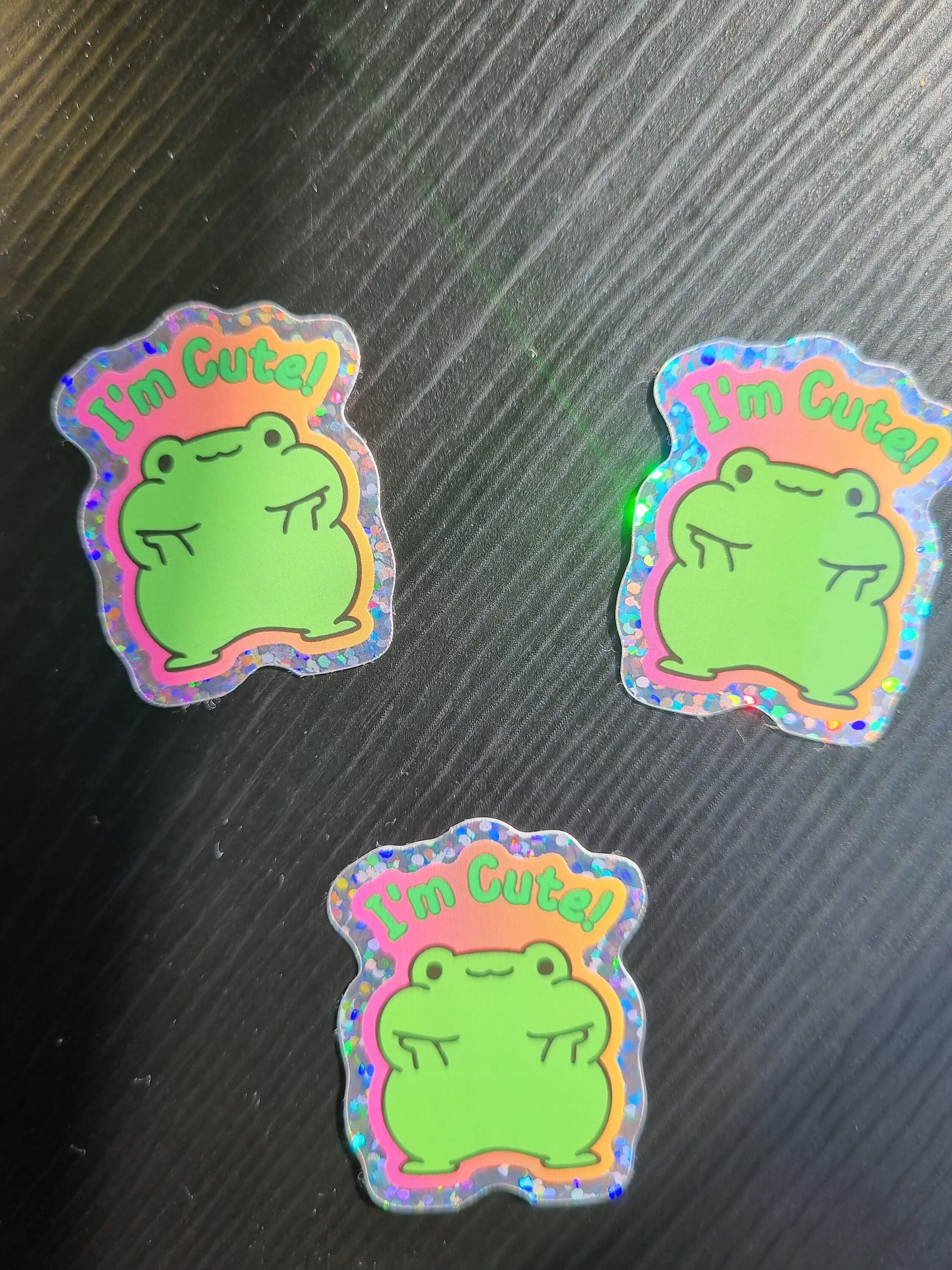 Sticker cute frog glitter sticker waterproof cute frog vinyl sticker - image 4