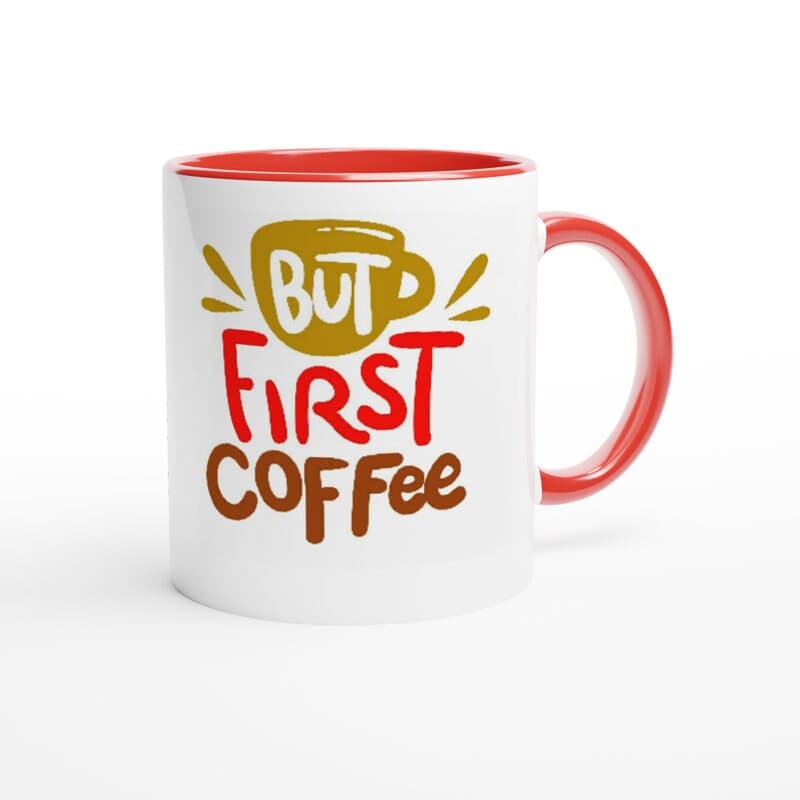 Arabic Coffee Mug: "But First Coffee" - Middle Eastern Inspired Red Accent - image 3