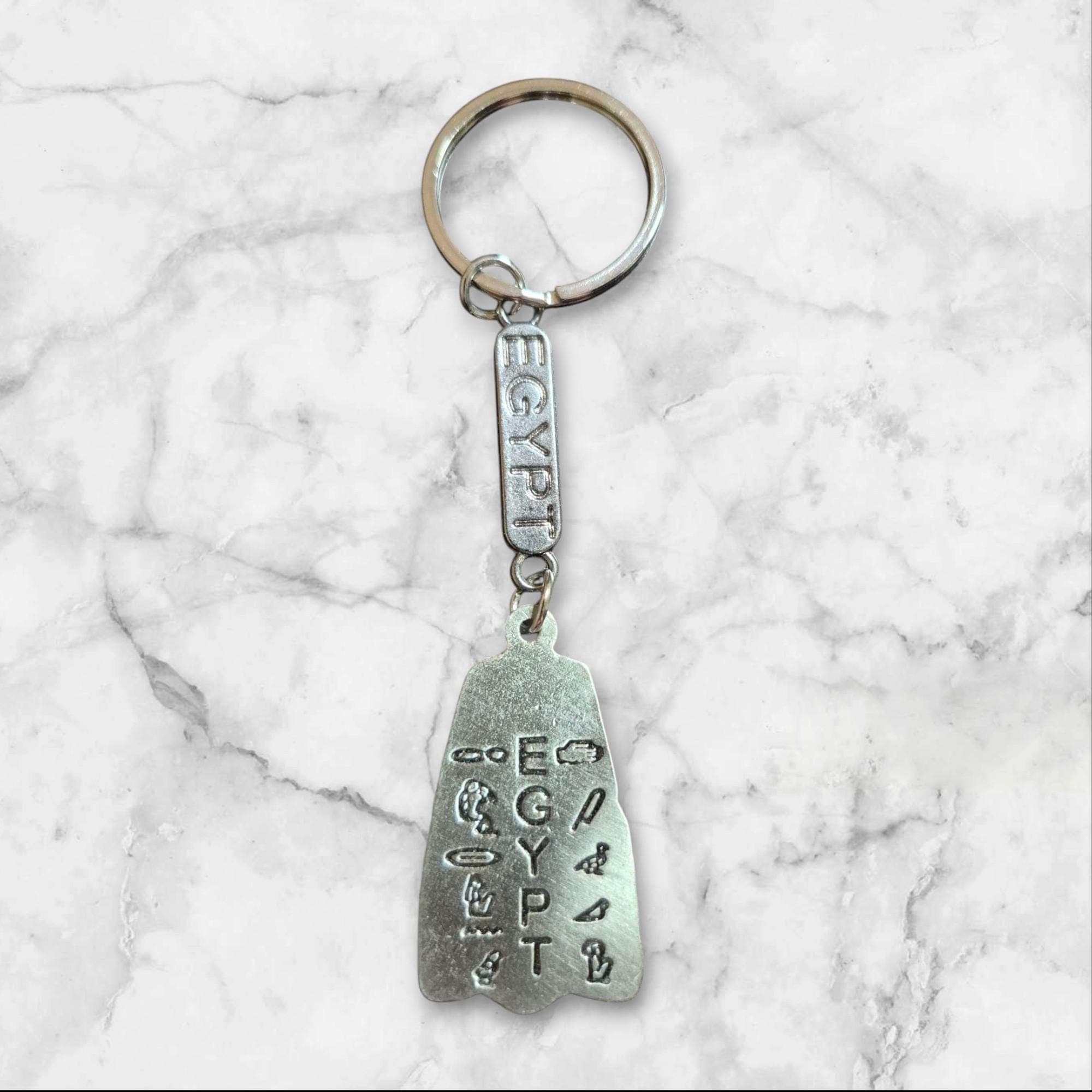 Egyptian Pharaoh Keychain | Ancient Egypt Souvenir | Silver/Redish Metal Key Ring | Travel Gift from Egypt, Egyptian Hieroglyphics Souvenir - image 3
