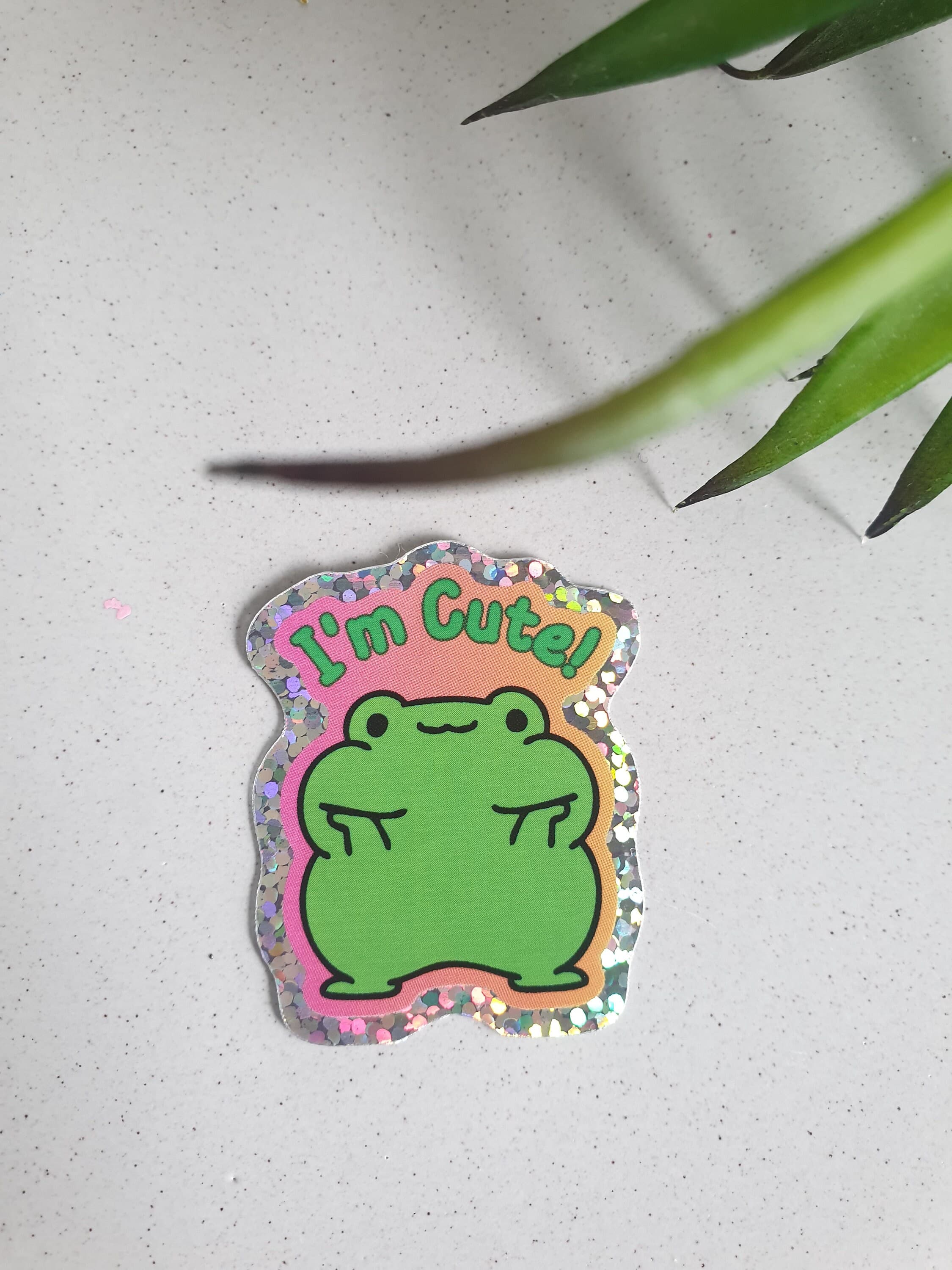 Sticker cute frog glitter sticker waterproof cute frog vinyl sticker - image 3