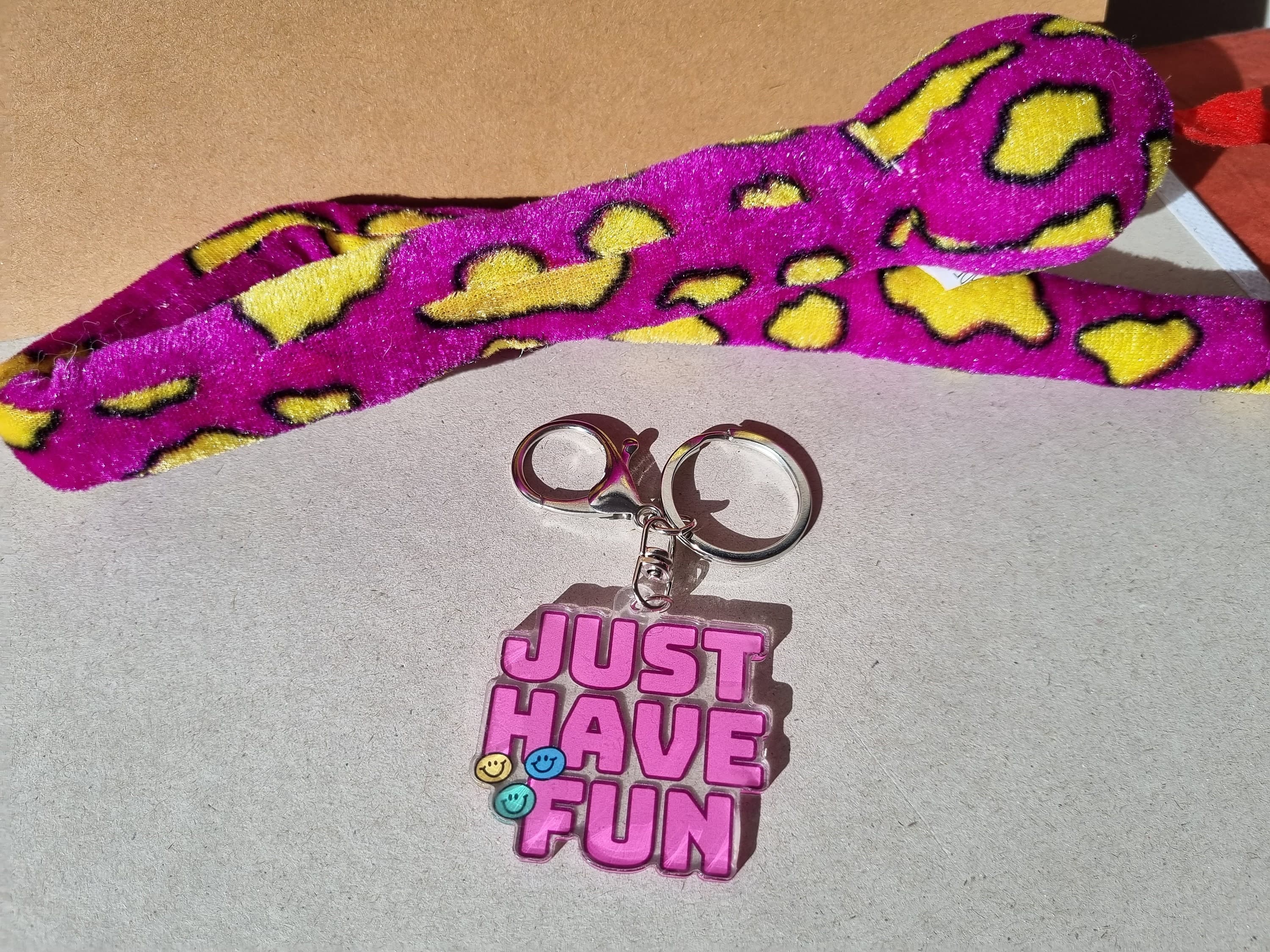 Keychain gift for kids funny gift special for keys to hold on school bags with a motivational quote keychain Just Have Fun. - image 3