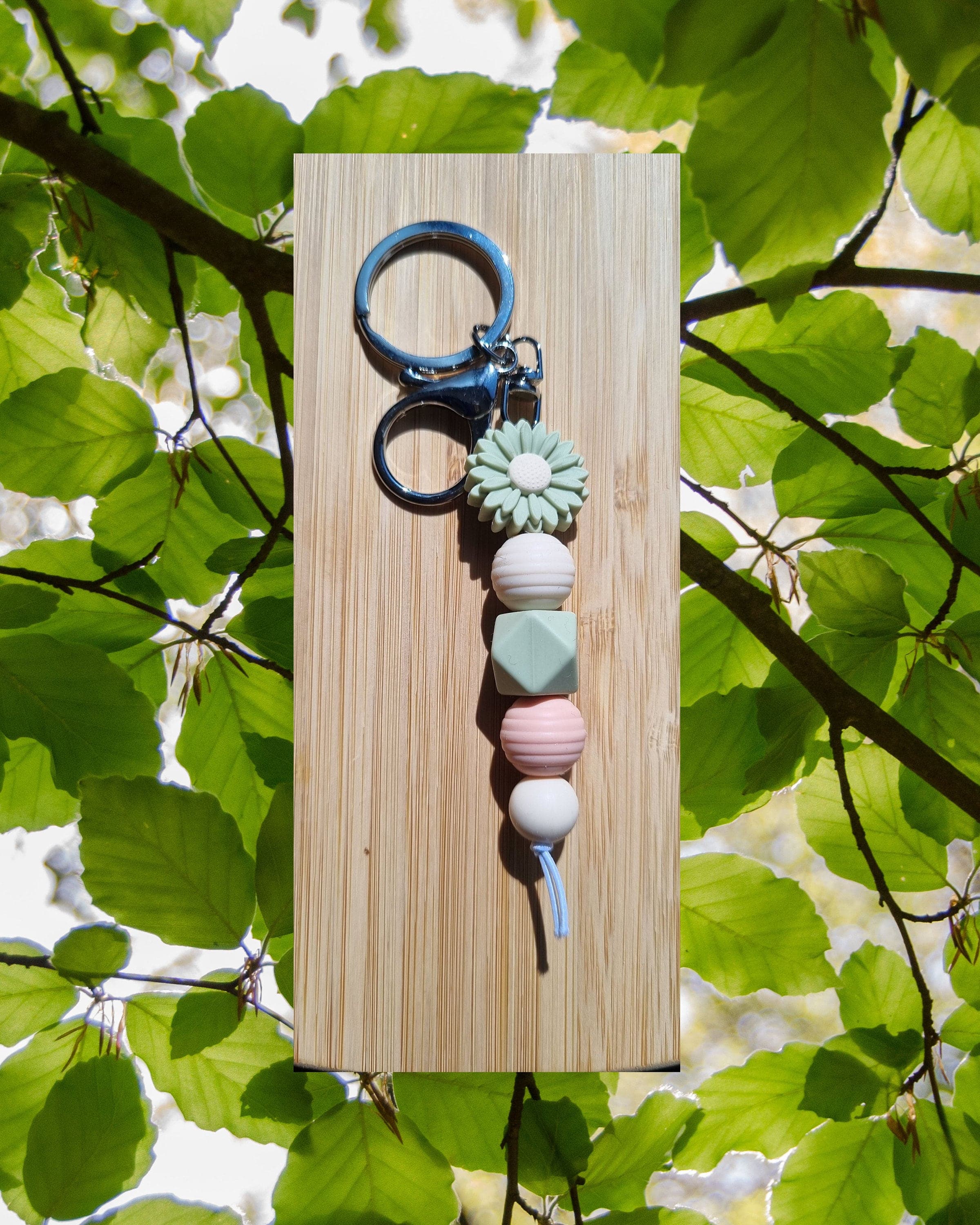 Silicone Beaded Keychain: Flower Keyring Bag Tag - image 3