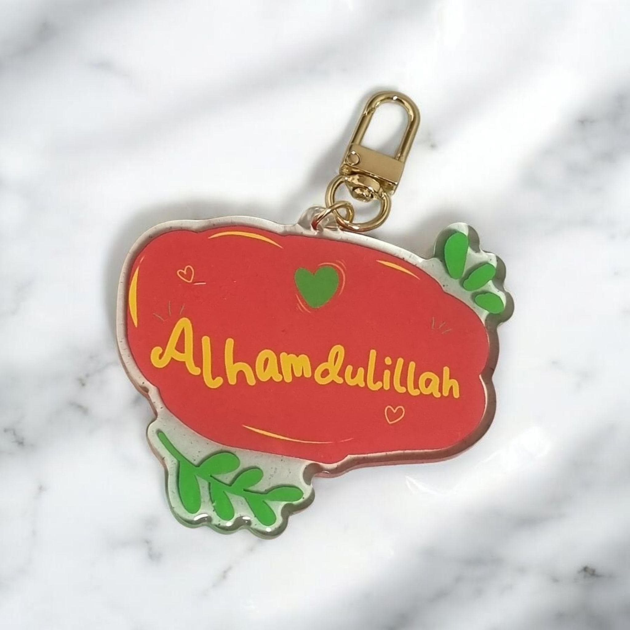 Alhamdulillah Acrylic Keychain: Islamic Gratitude Keyring with Gold Clip