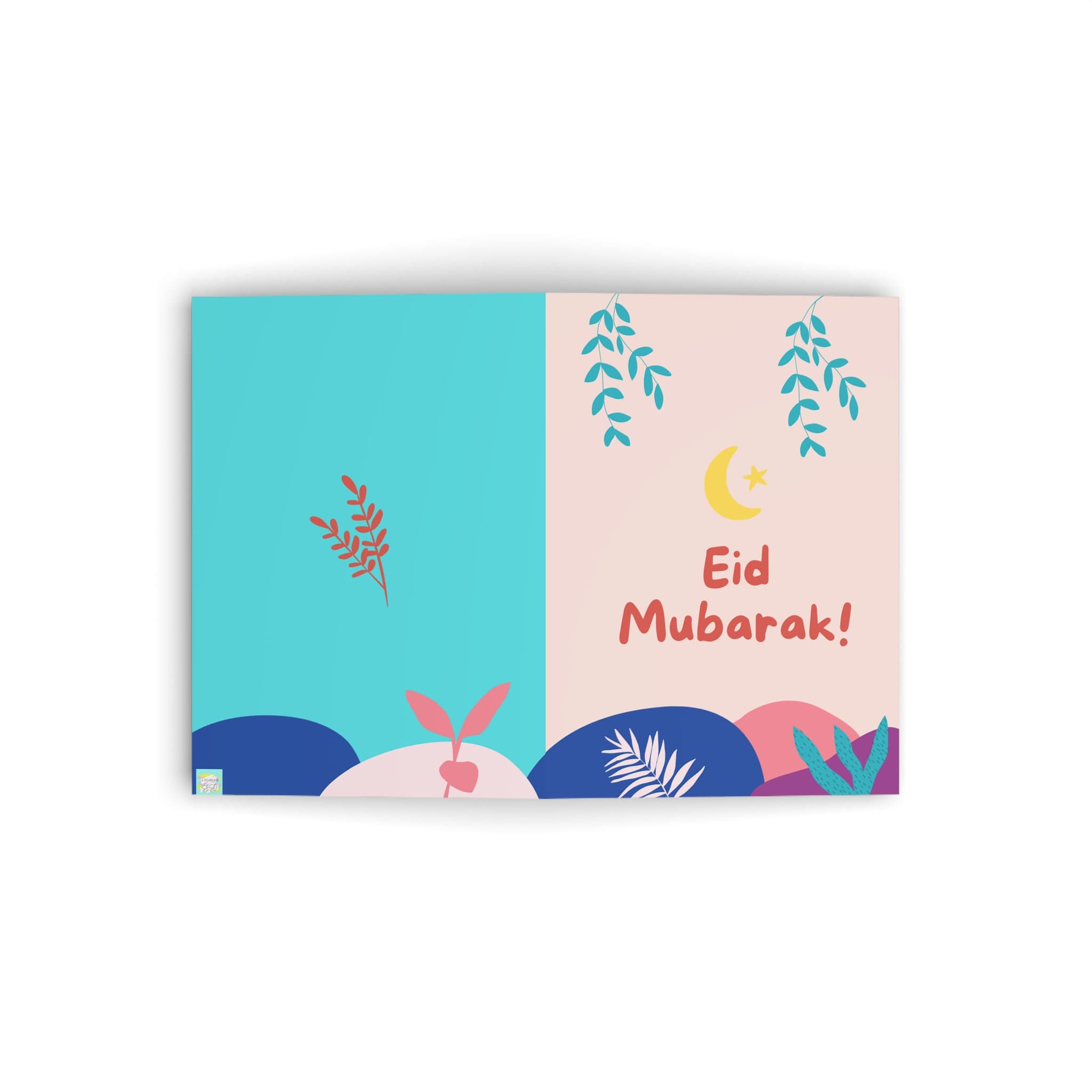 Eid Mubarak Greeting Card | Islamic Eid Card | Ramadan Eid Gift | Festive Muslim Card | Crescent Moon & Floral Design - image 4