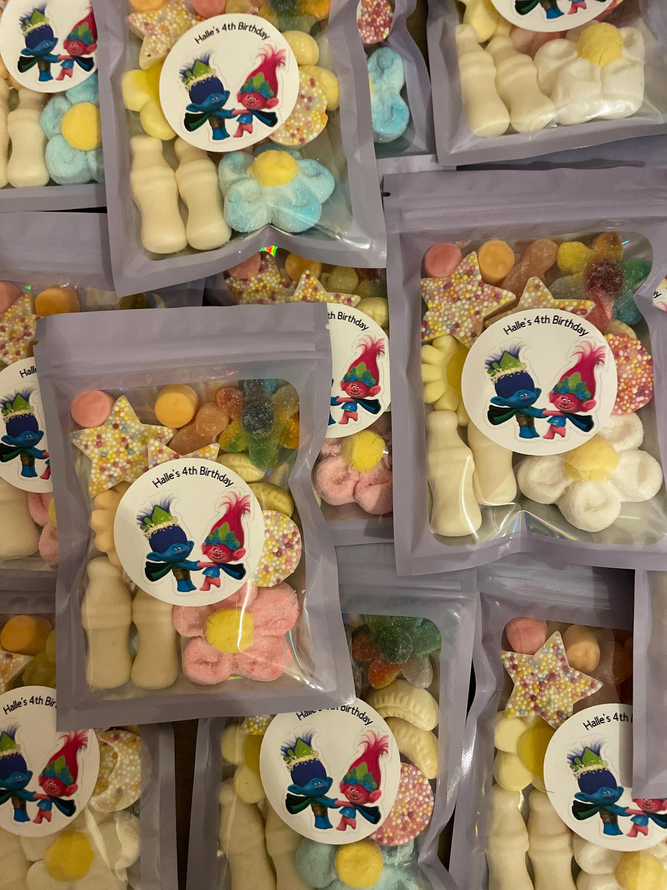 Trolls Themed Party Favors, Personalized Candy Pouches, Assorted Sweets Mix - image 5