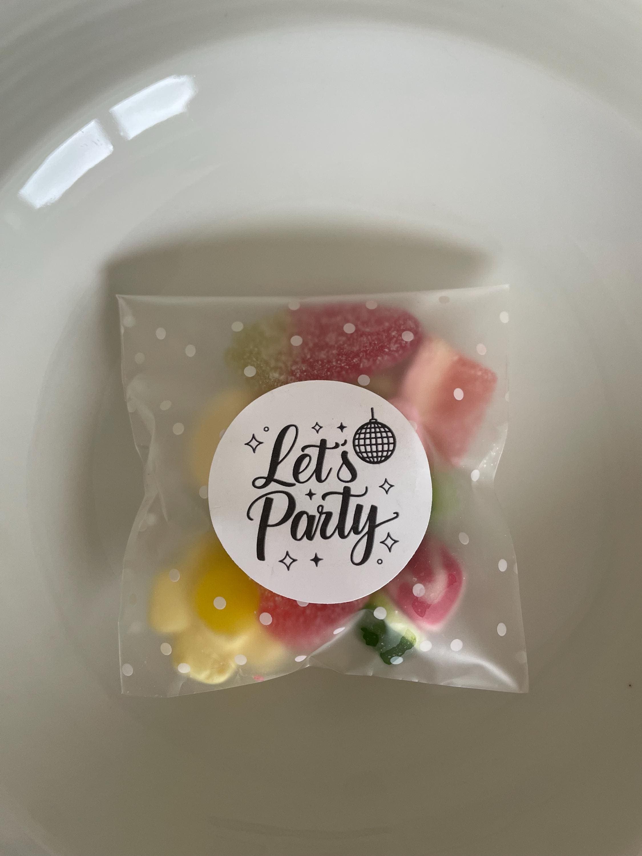 Let's Party sticker assorted Candy chocolate Bags: Polka Dot Sweet Treats Favours