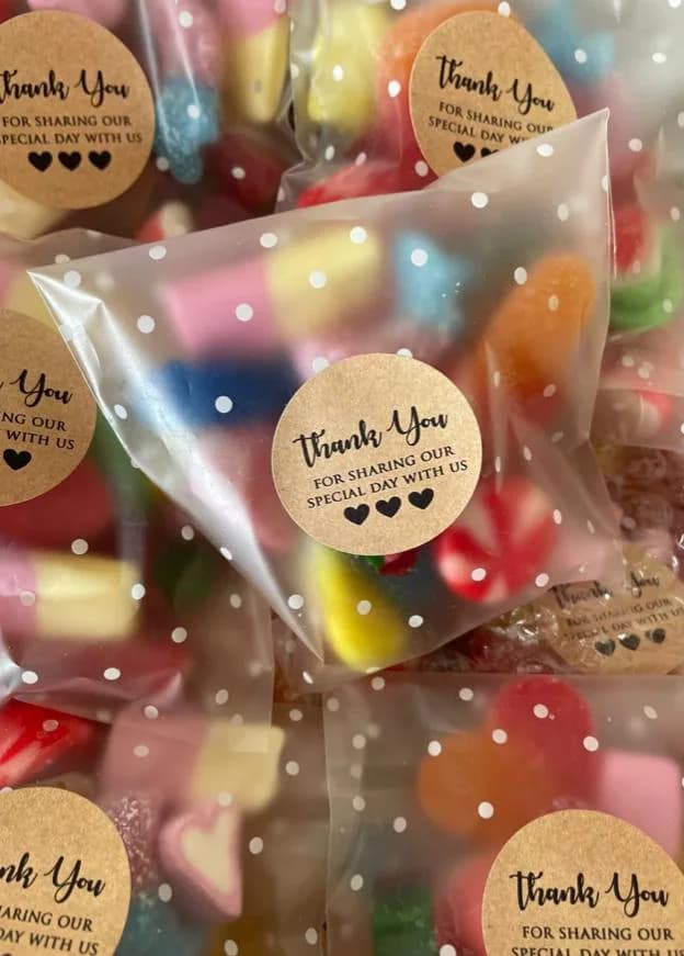 Thank you favour sticker  pre filled assorted candies