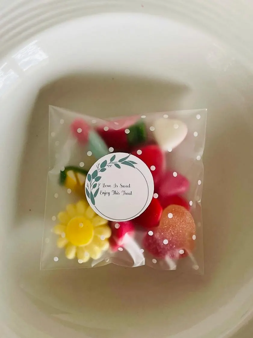 Wedding Favours: Assorted Polka Dot Sweet Bags, Vegan, Halal Sweets
