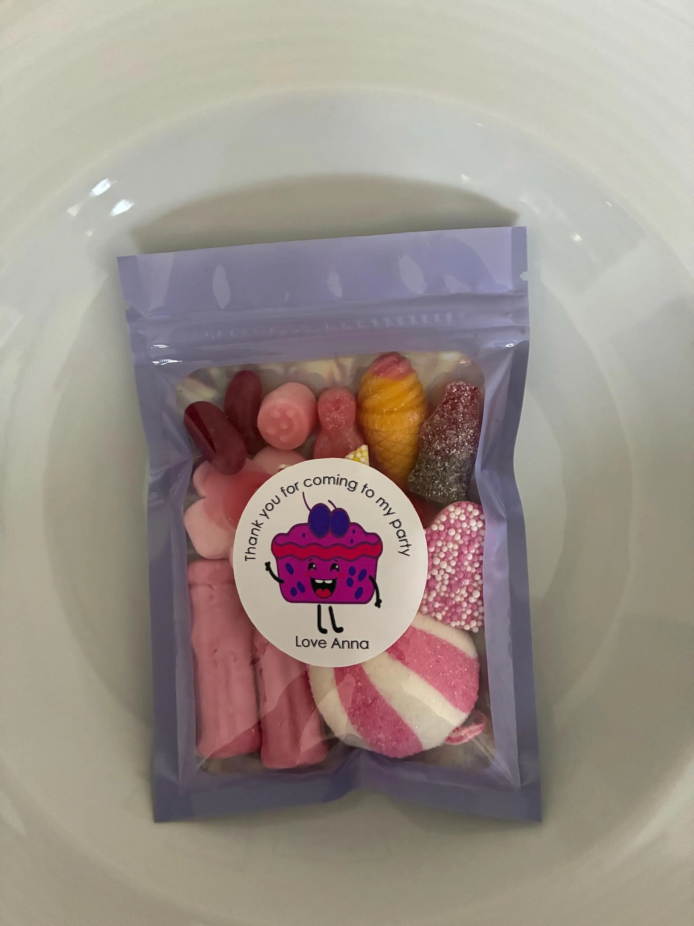 Personalised jelly cake theme  Sticker, Assorted candies gummies chocolate, pre filled sweets bags - image 3