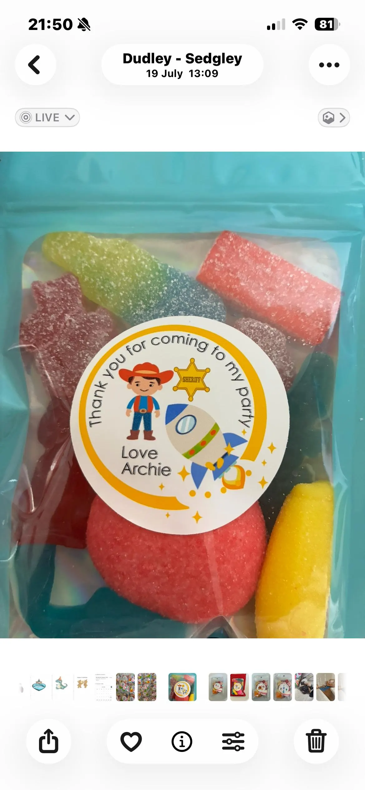 Personalised Toy Story themed Birthday  Assorted Gummy Candies / chocolate, Pre filled sweets bags