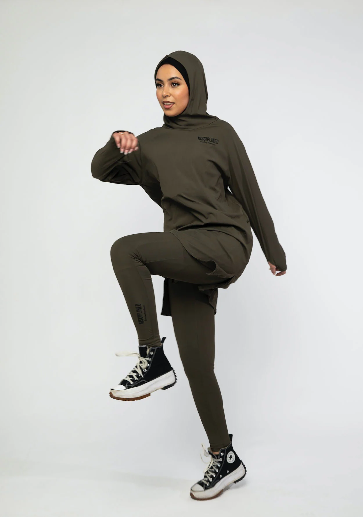 Modest Activewear/Swimwear Hoodie - Olive Green