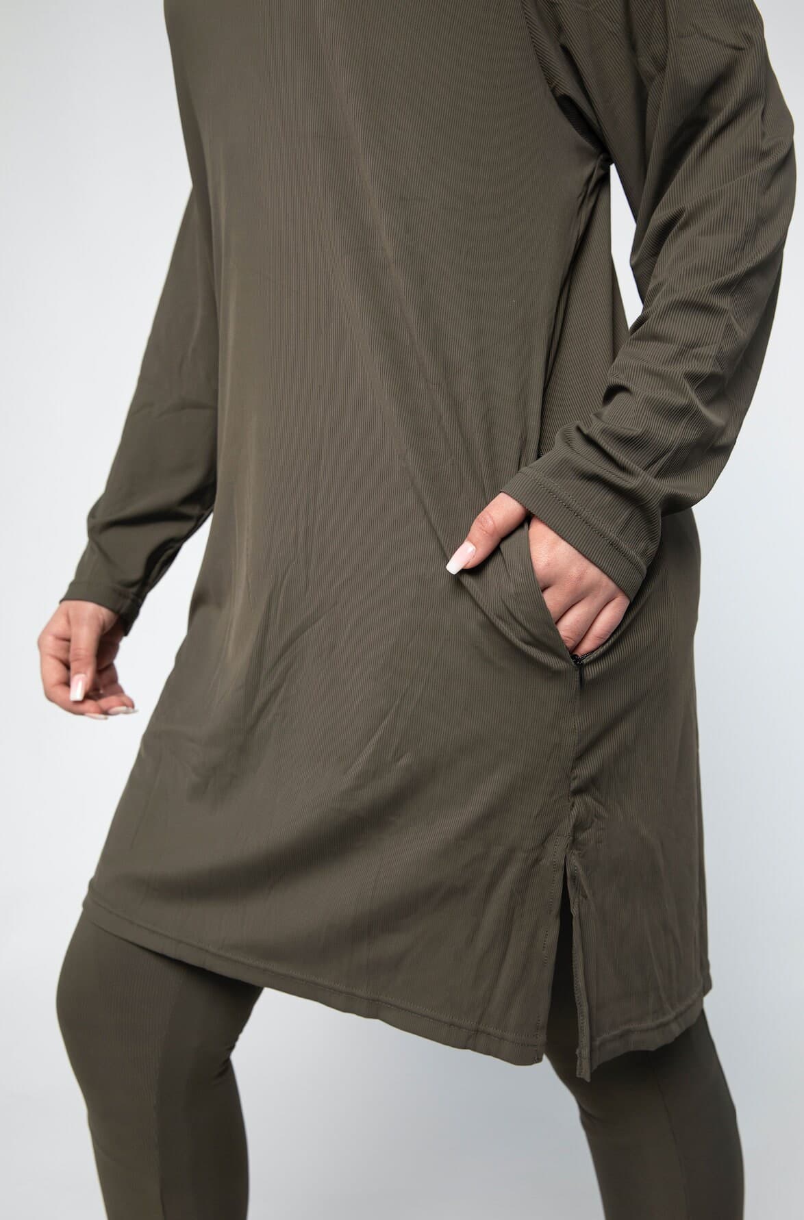 Modest Activewear/Swimwear Hoodie - Olive Green - image 3