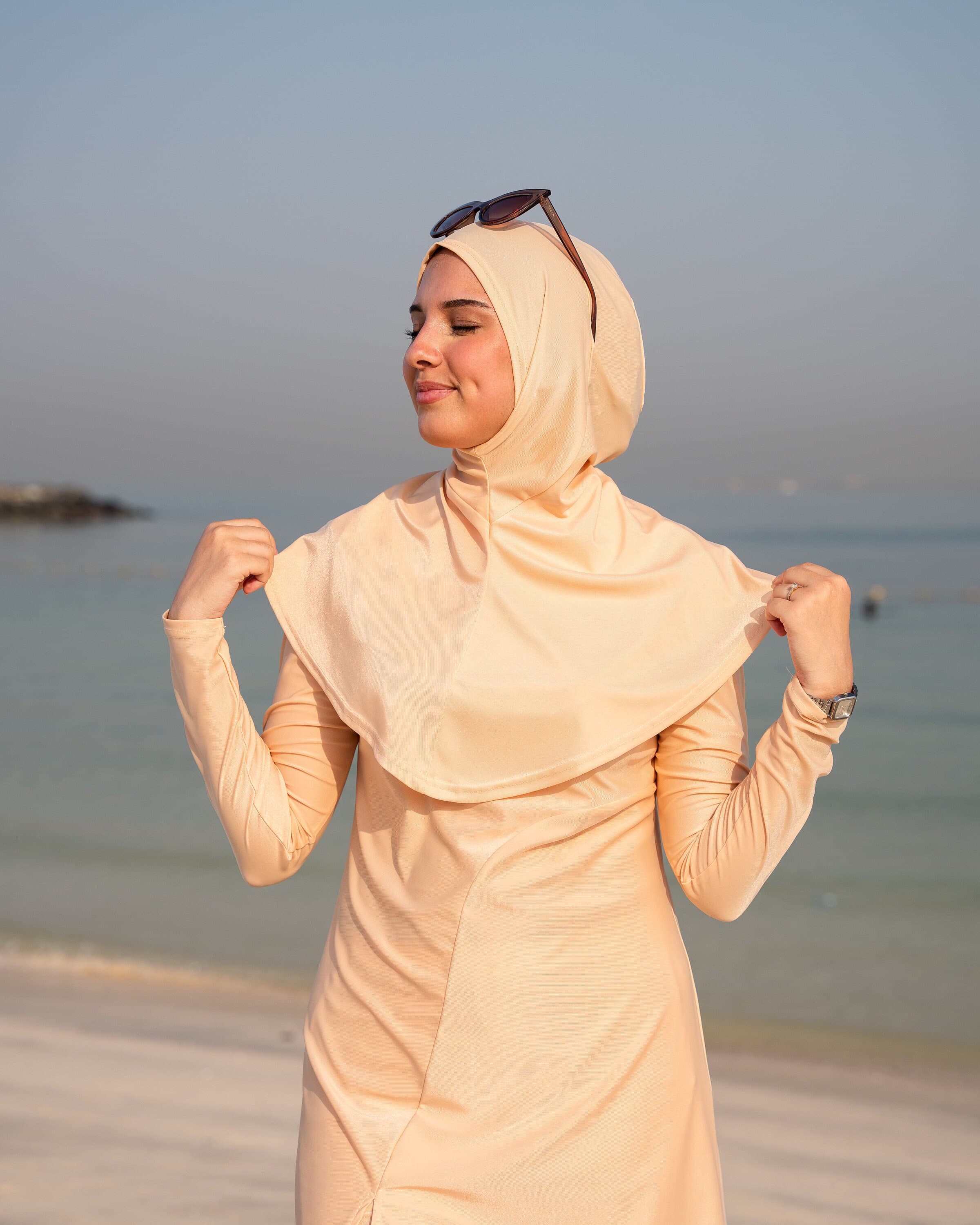 New Sandy Beige Swim Hijab - image 2