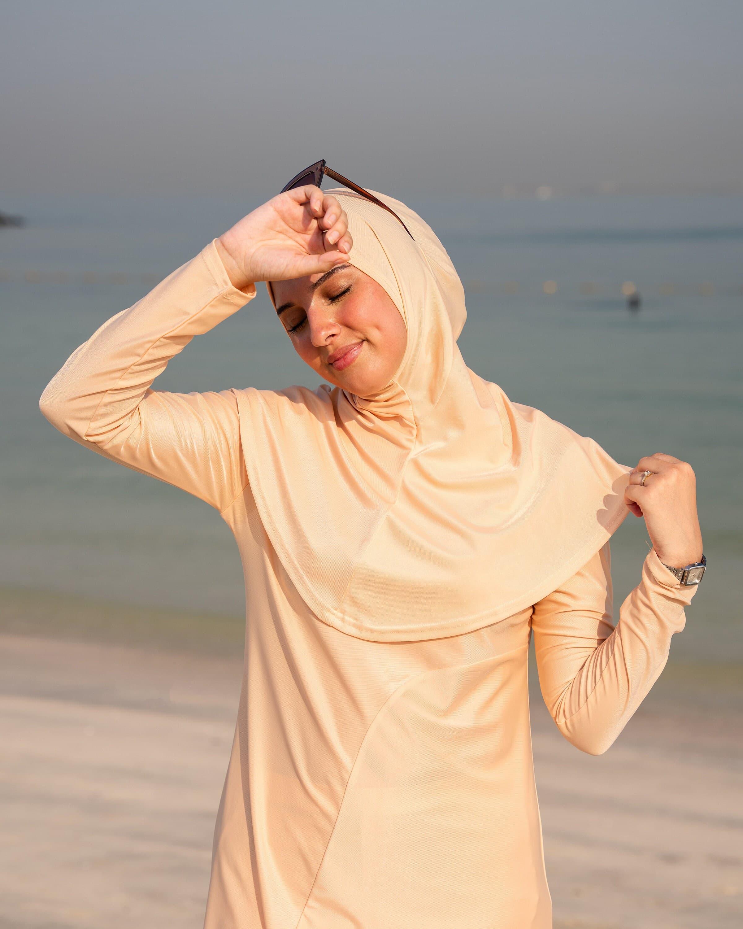 New Sandy Beige Swim Hijab - image 3