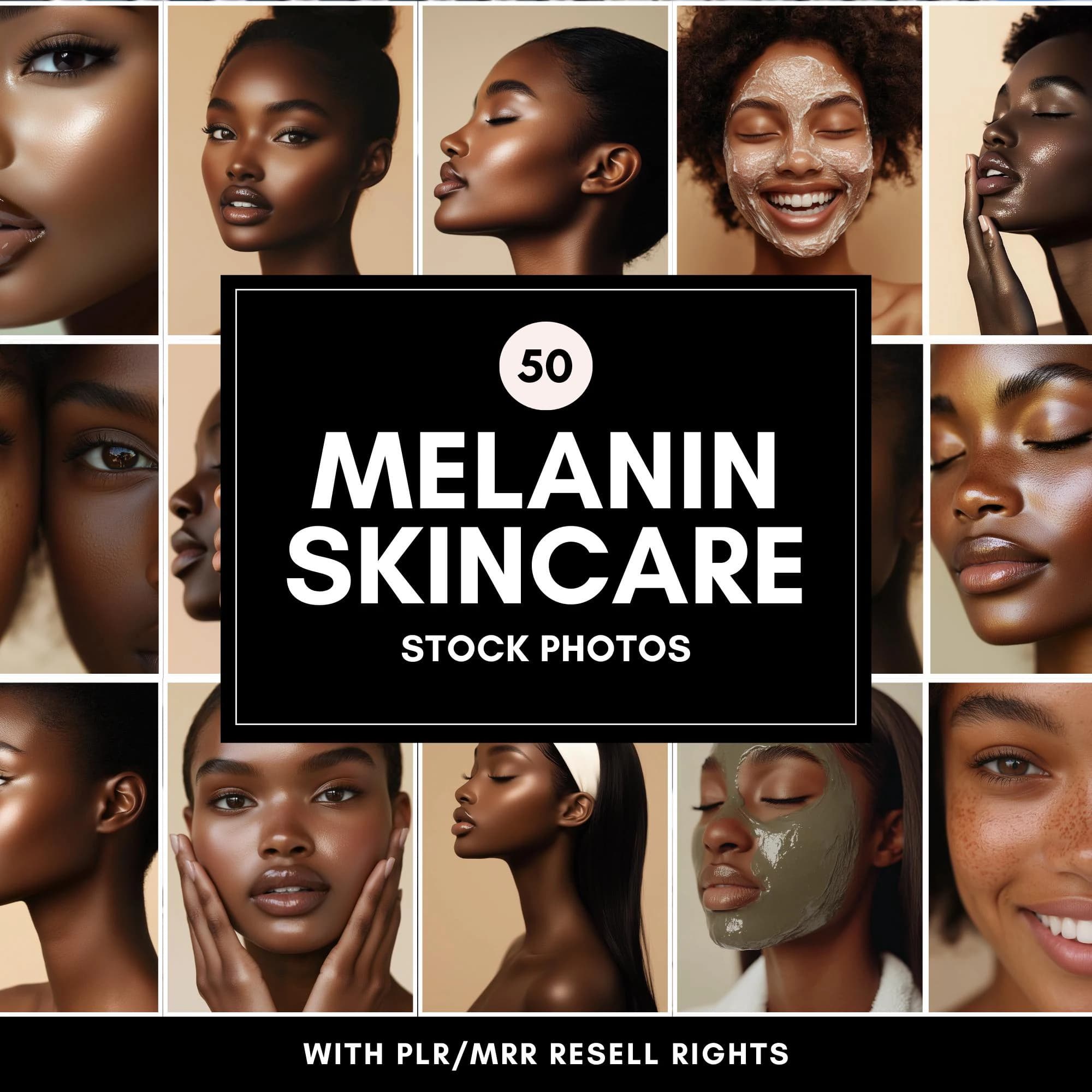Melanin Stock Photos | Skincare Bundle | Black Woman Images For Beauty Professionals