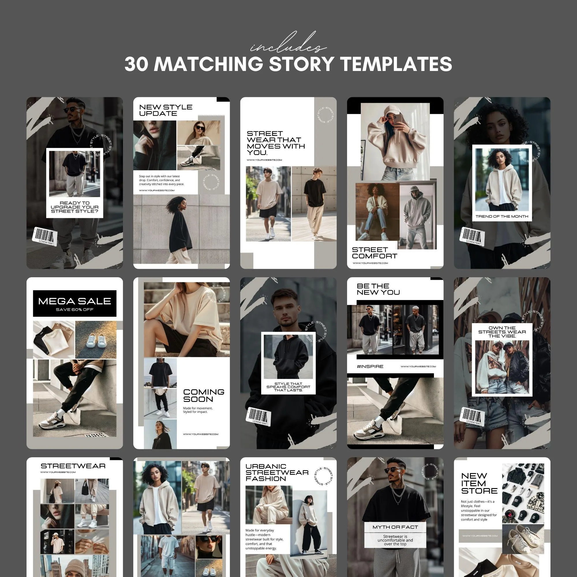 Streetwear Aesthetic Instagram Template Bundle | Editable Canva Templates + Bonus Stock Photos - image 5