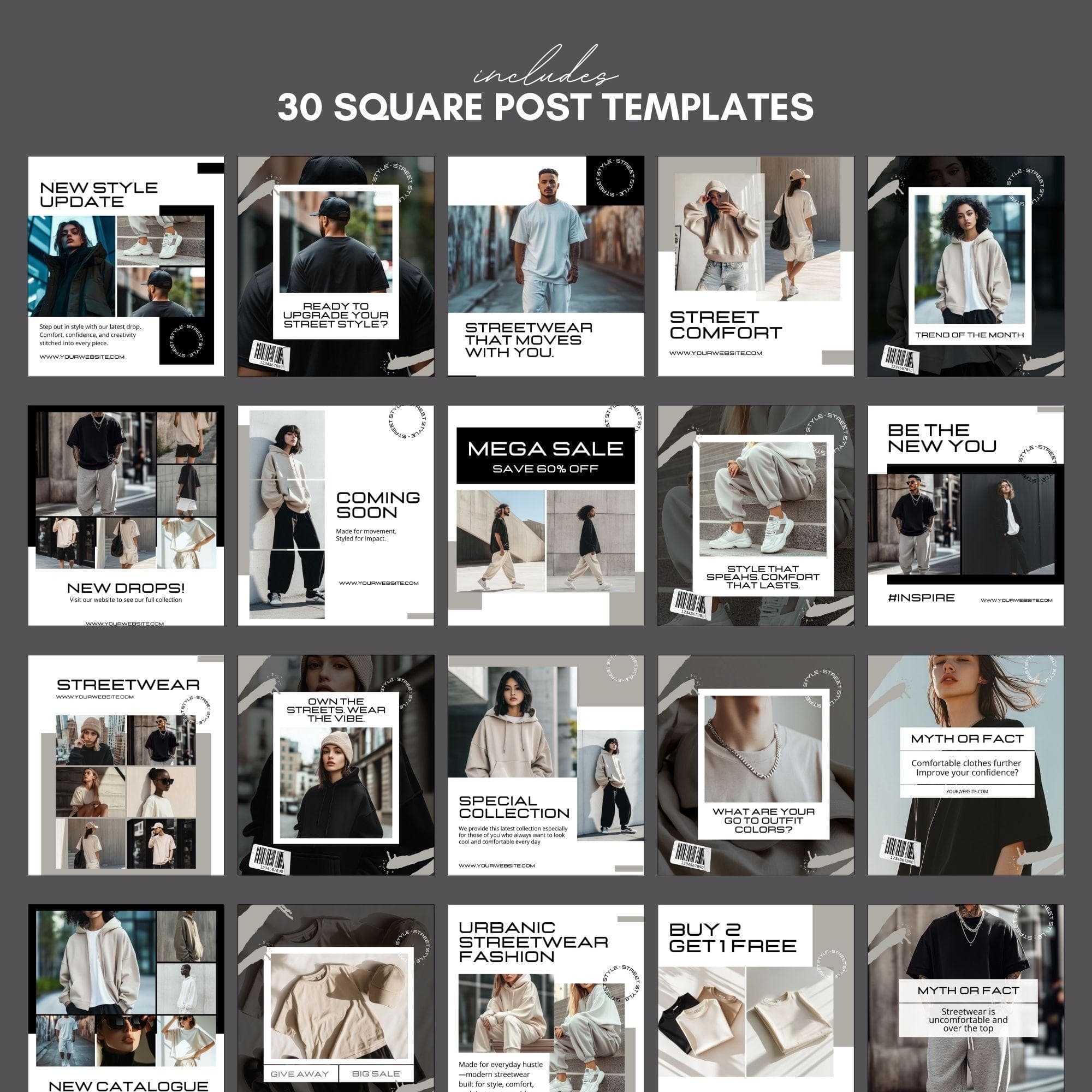 Streetwear Aesthetic Instagram Template Bundle | Editable Canva Templates + Bonus Stock Photos - image 4