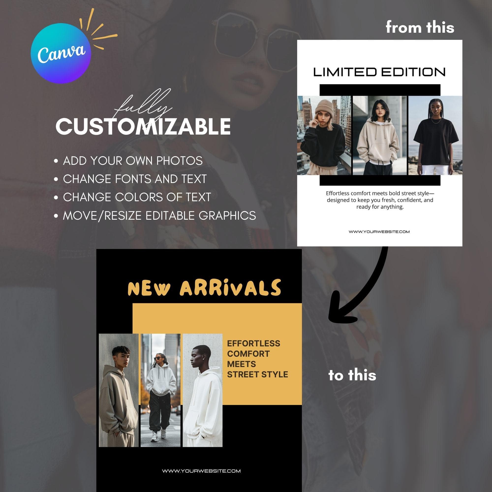 Streetwear Aesthetic Instagram Template Bundle | Editable Canva Templates + Bonus Stock Photos - image 3
