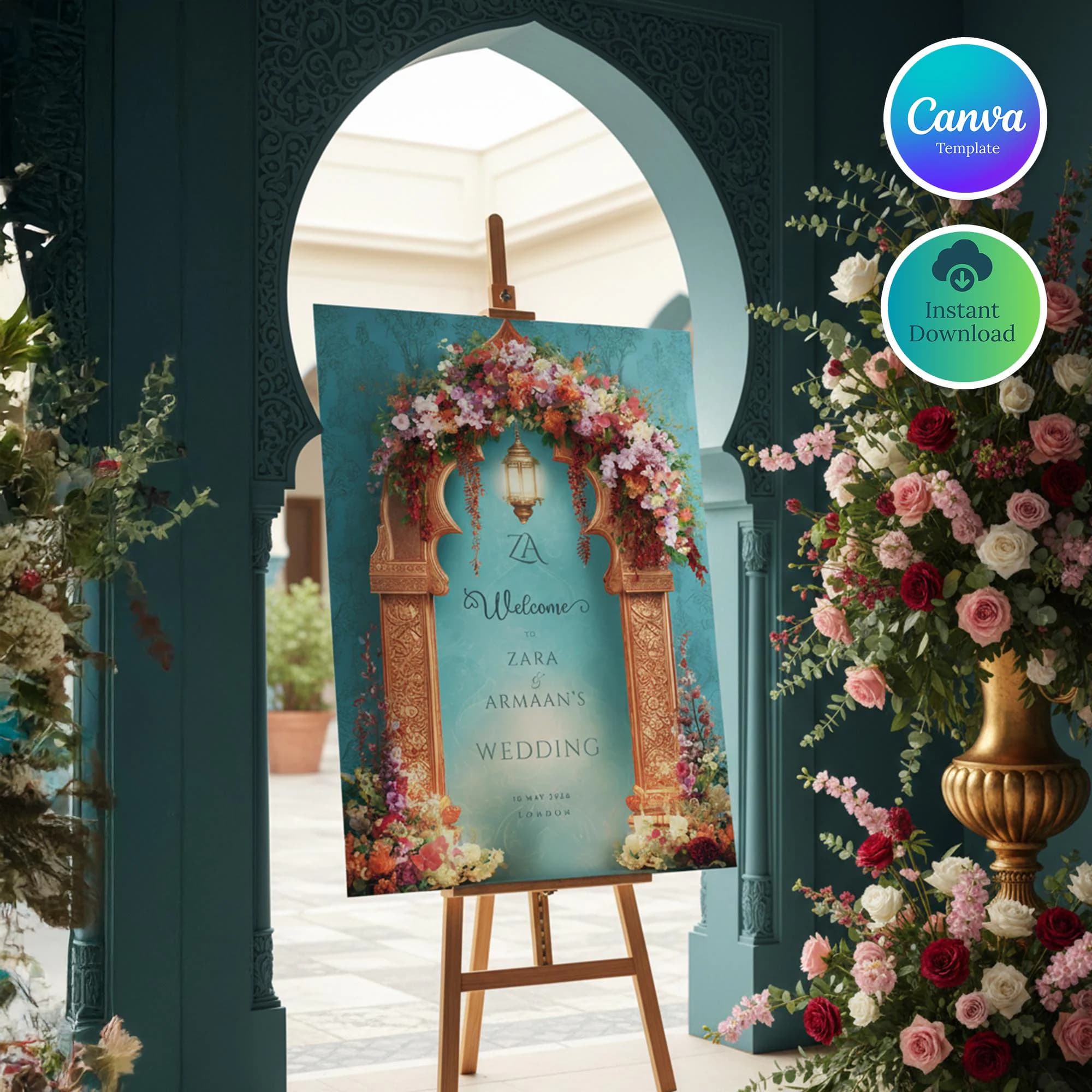 Editable Nikah Welcome Sign Template, Muslim Wedding Welcome Poster, Islamic Wedding Decor, Wedding Wedding Sign, Nikah Signage