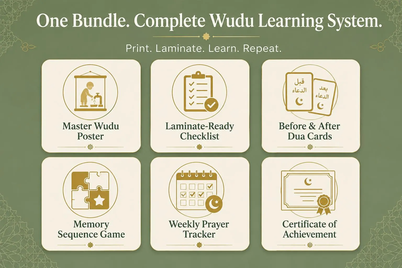 Kids Wudu Steps Learning System, Printable Islamic Bathroom Checklist (Digital Download) - image 5