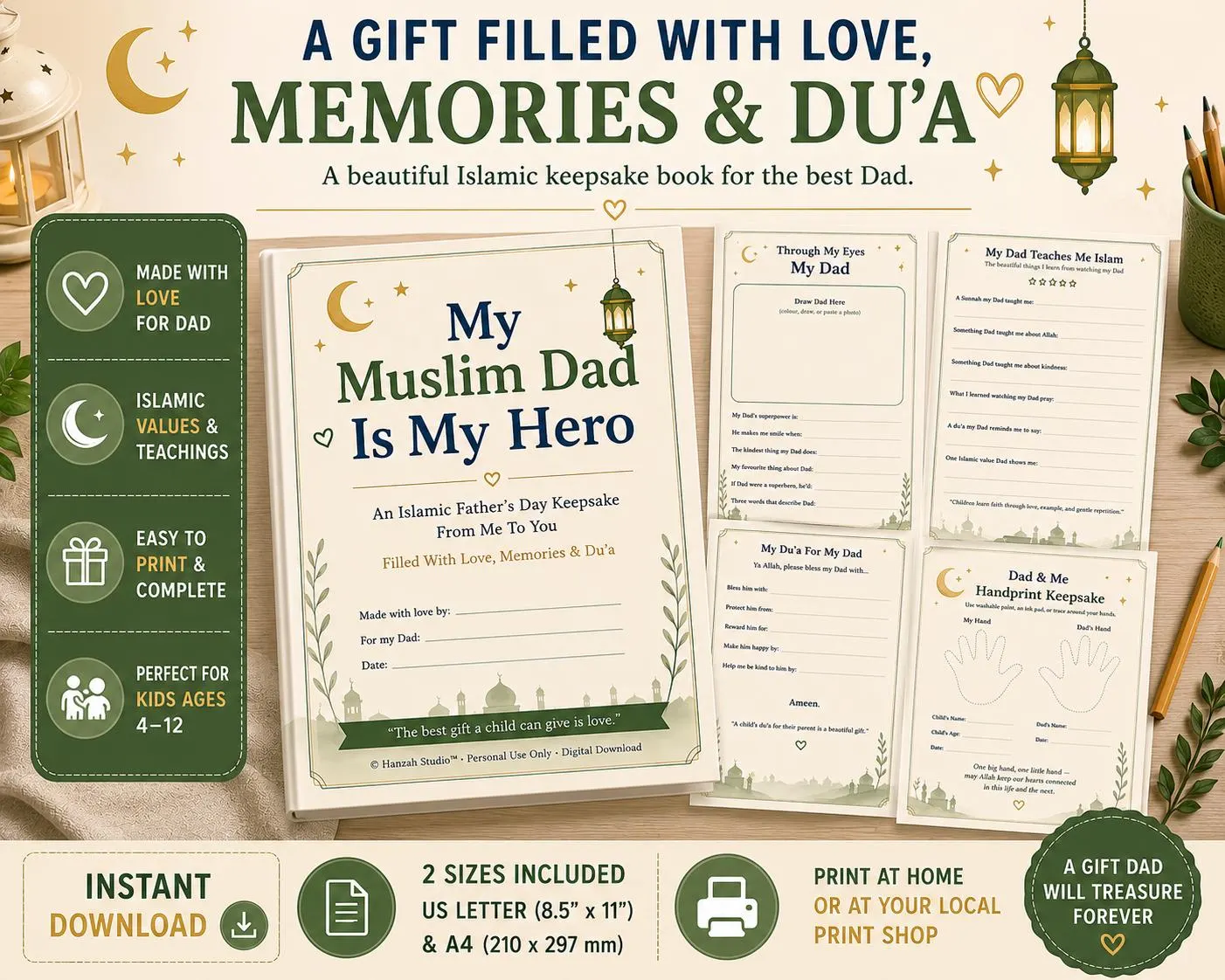 My Muslim Dad Is My Hero Keepsake Book | Islamic Father's Day Gift (Digital Download) - image 5