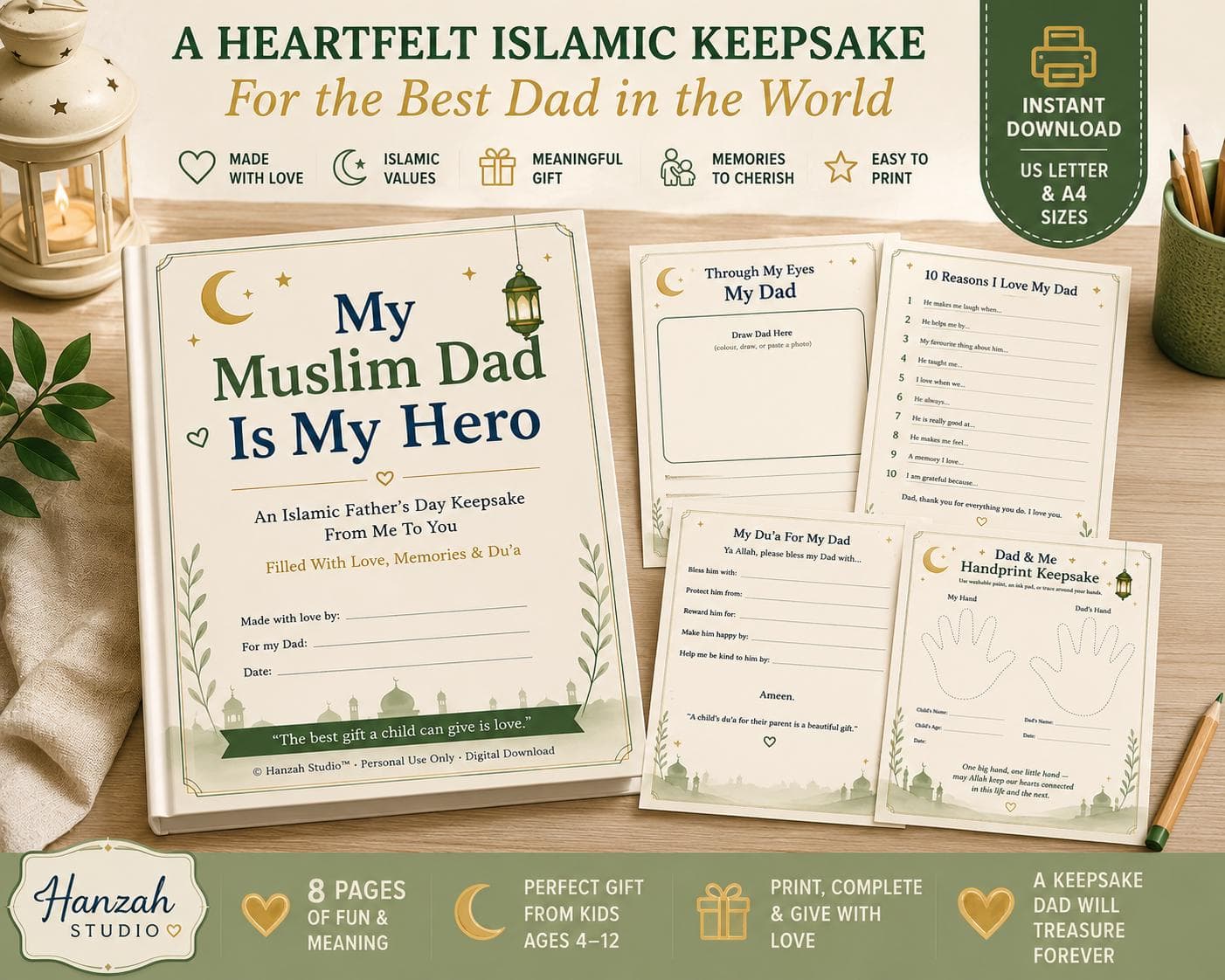 My Muslim Dad Is My Hero Keepsake Book | Islamic Father's Day Gift (Digital Download) - image 4