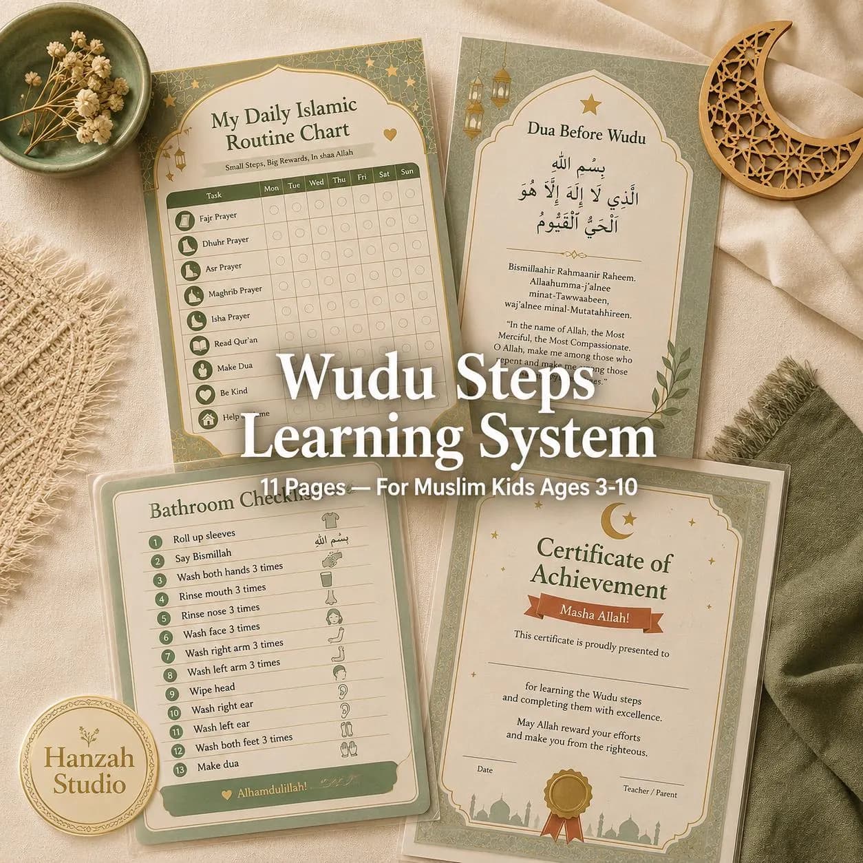 Kids Wudu Steps Learning System, Printable Islamic Bathroom Checklist (Digital Download) - image 2