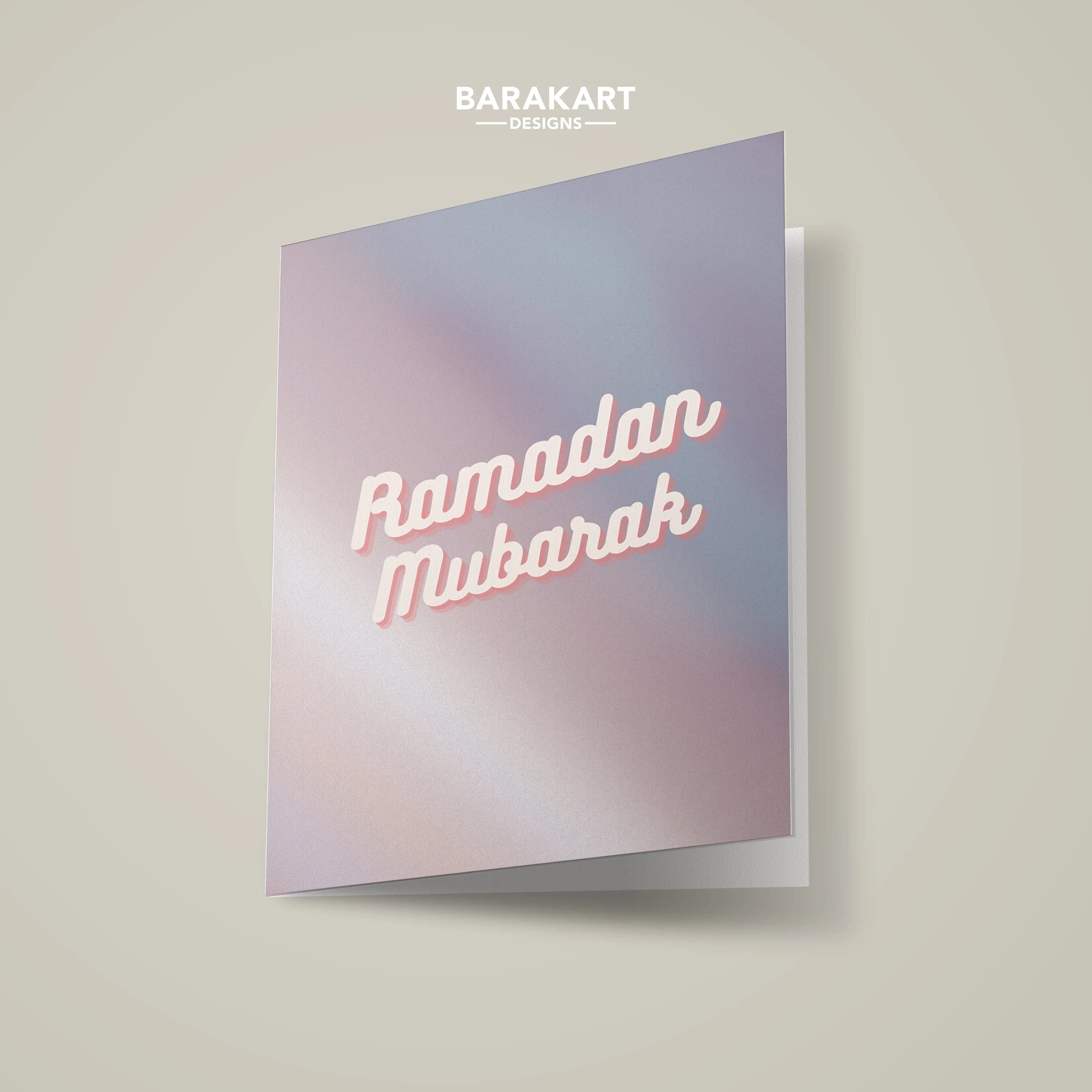 Pink Retro Ramadan Mubarak Card | Arabic Calligraphy | Ramadan Mubarak Greeting Cards | Ramadan Kareem | Modern Ramadan