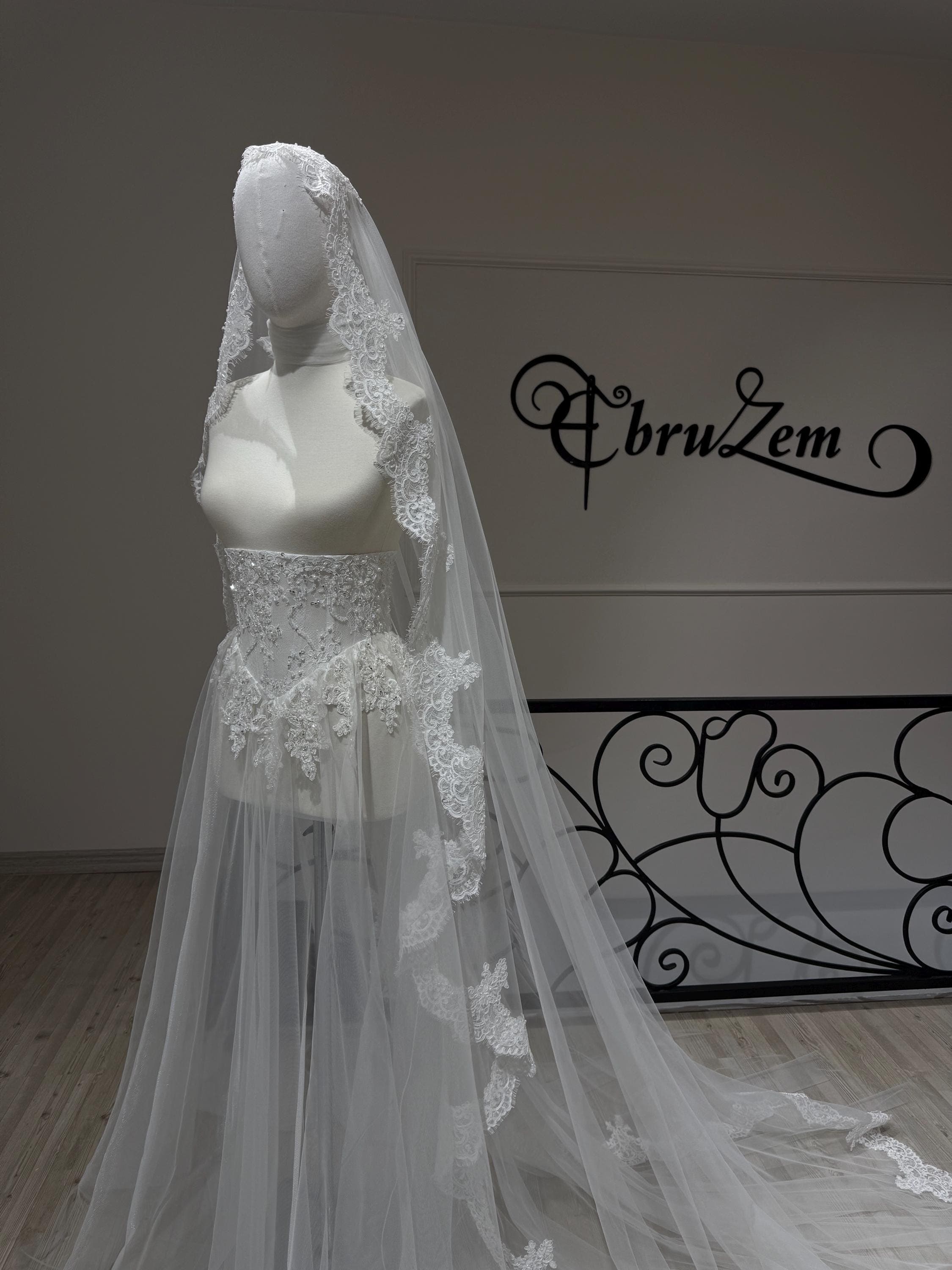 Romantic Chapel-Length Veil – Soft Tulle Two-Tier Bridal Veil with Stylishly Raw Edge