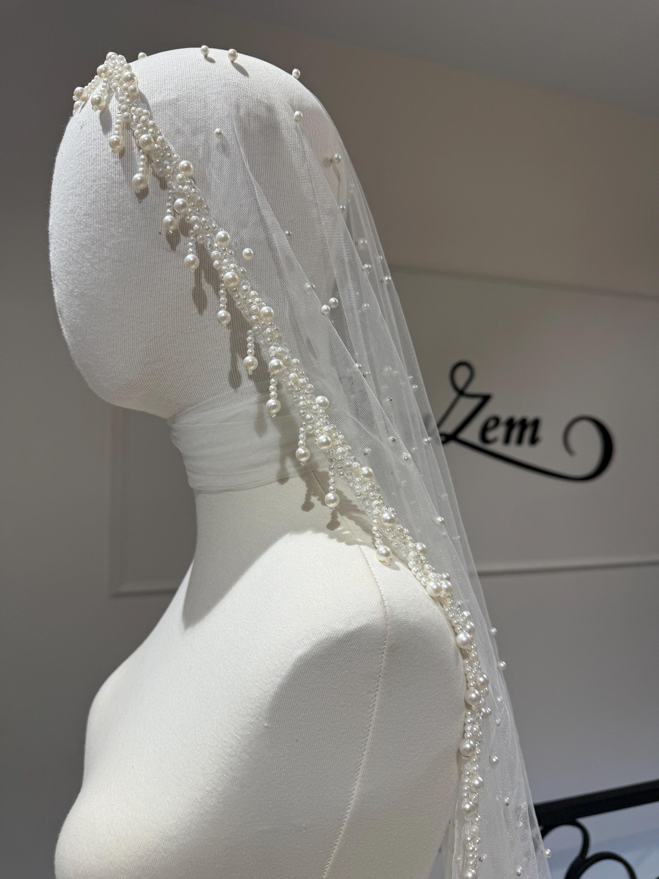 Modest Wedding Dress – Handcrafted Beaded Lace A-Line Bridal Gown, Long Sleeve Hijab