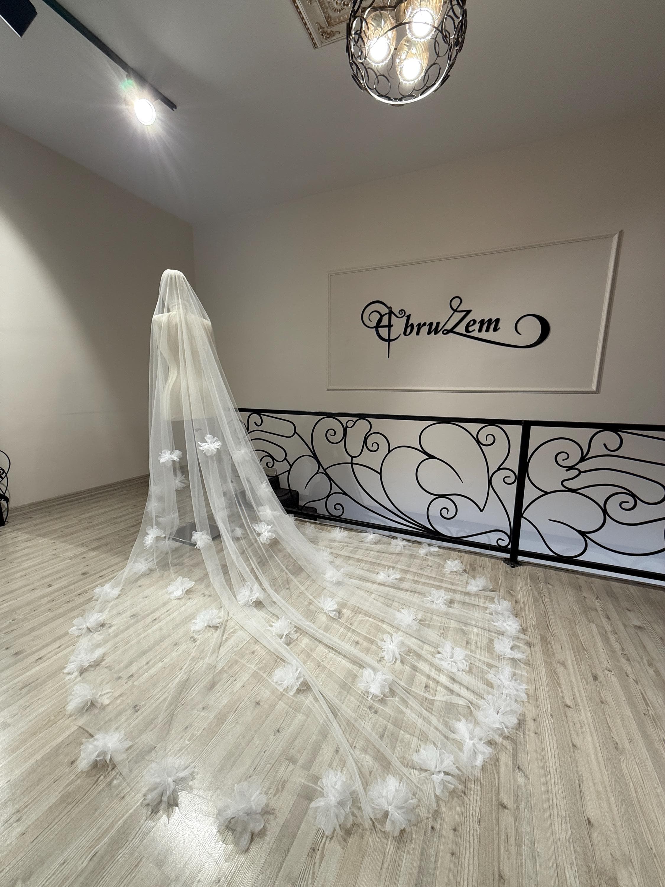 Flower Accent Veil | Romantic Bridal Tulle - image 5