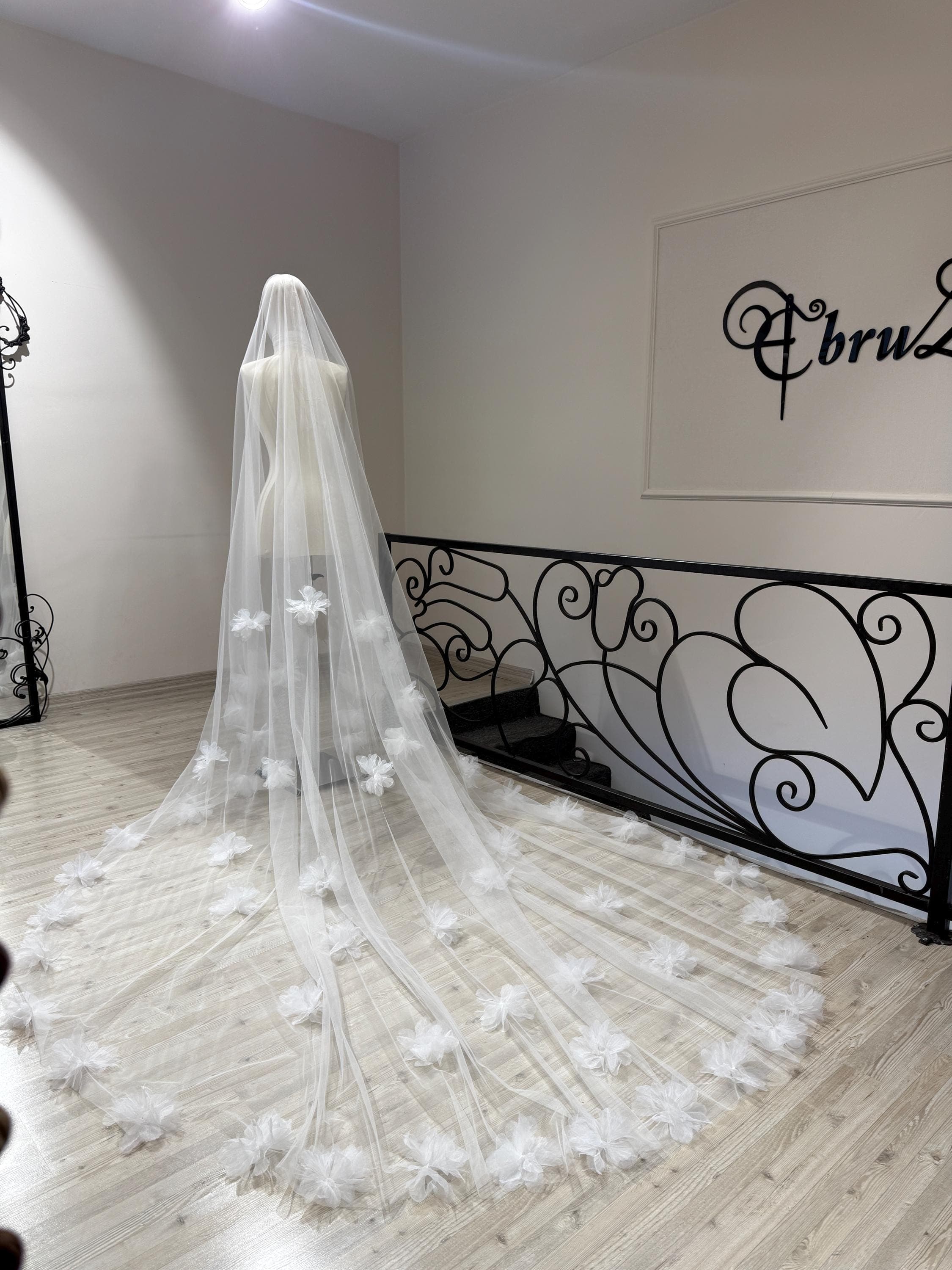 Flower Accent Veil | Romantic Bridal Tulle - image 3