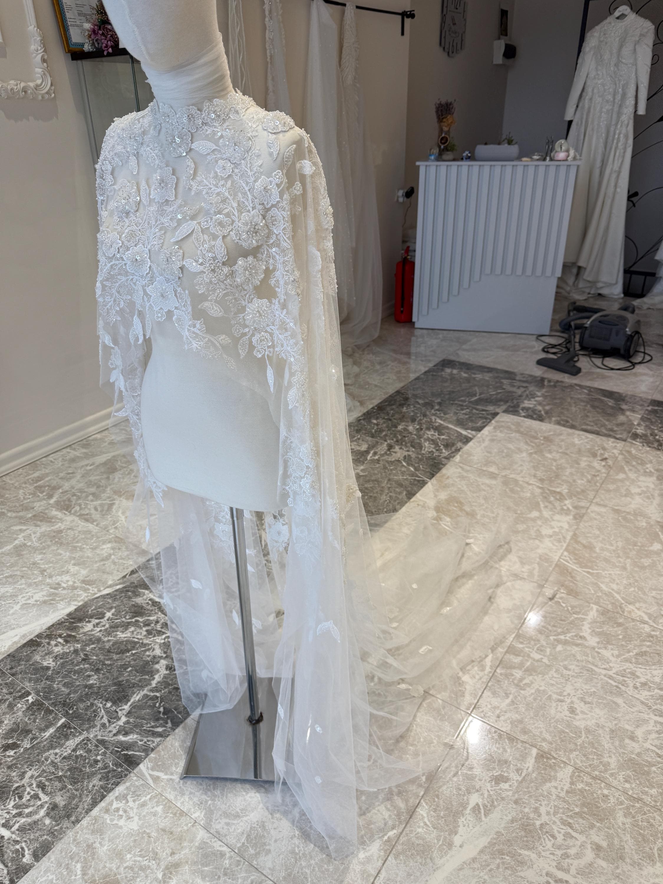 Modest Satin Hijab Wedding Dress – Custom Islamic Gown with Long Sleeves & Train - image 5