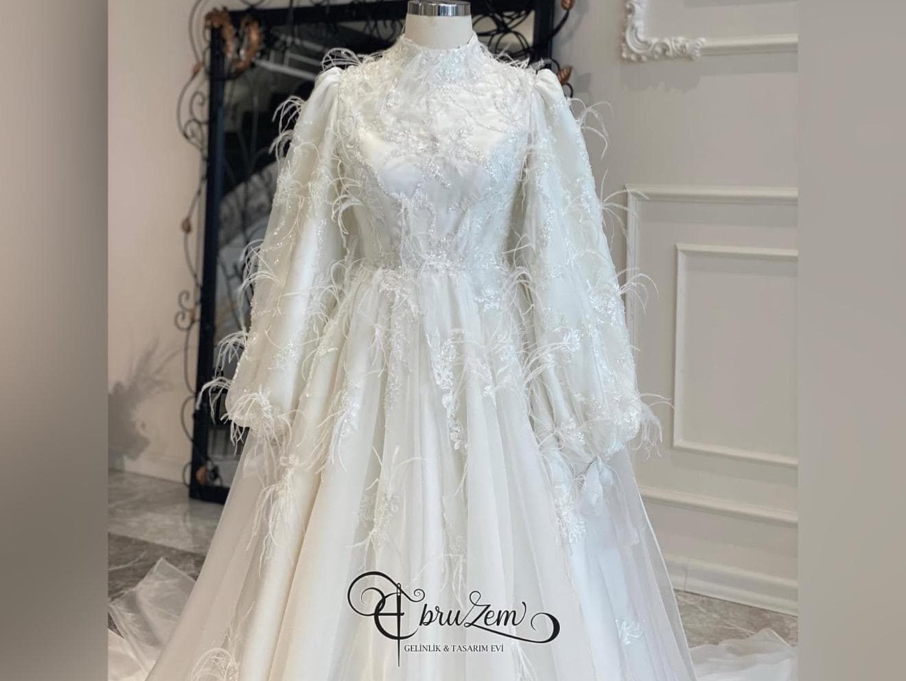 Boho Hijab Wedding Dress – Modest Gown with Lace & Long Sleeves on Silk Satin - image 4