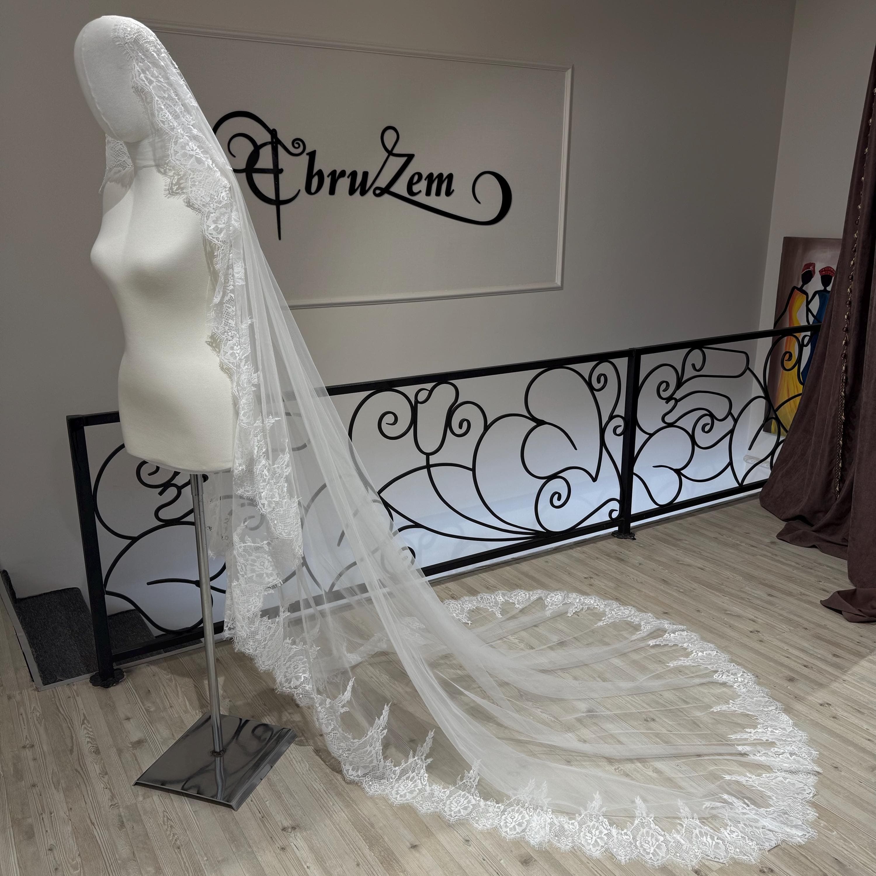 Cathedral Length Lace Bridal Veil – Silk Tulle, 3 Meter bride veils