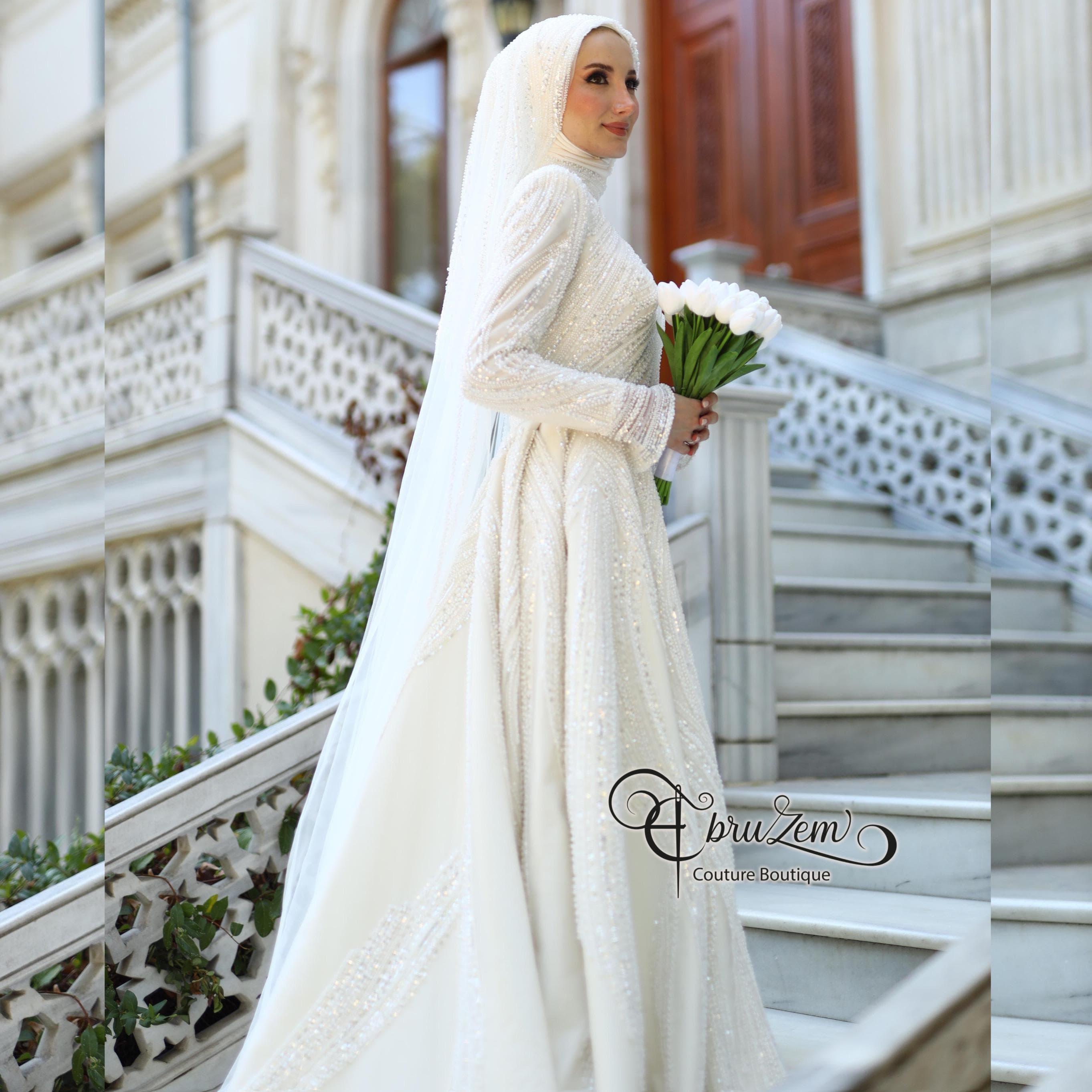 Handcrafted Lace Wedding Dress – Long Sleeve A-Line Bridal Gown for Hijab Brides - image 3