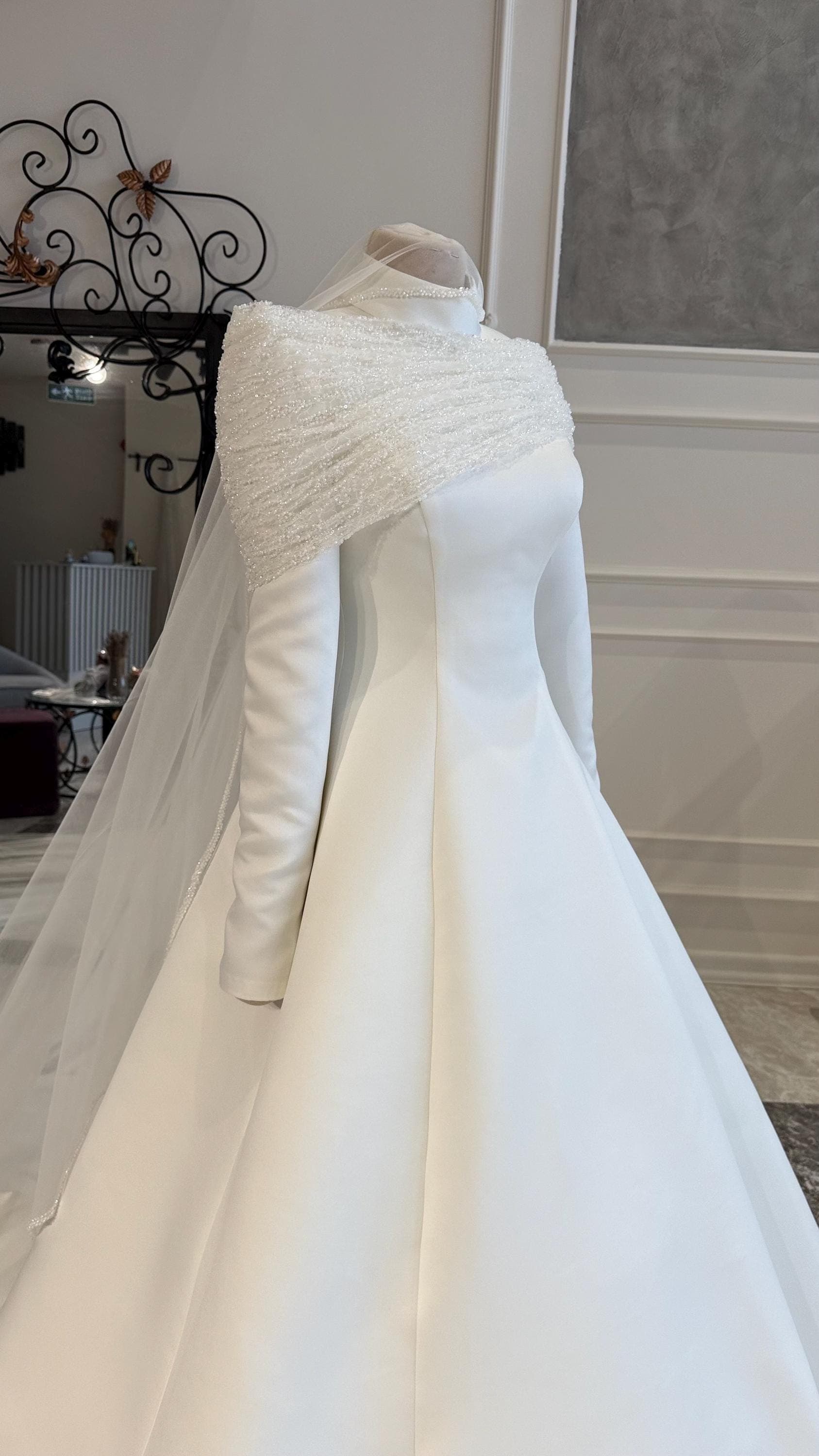 Muslimah Bride Dress, Custom Satin Hijab Wedding Dress,  Elegant Bridal Gown - image 4