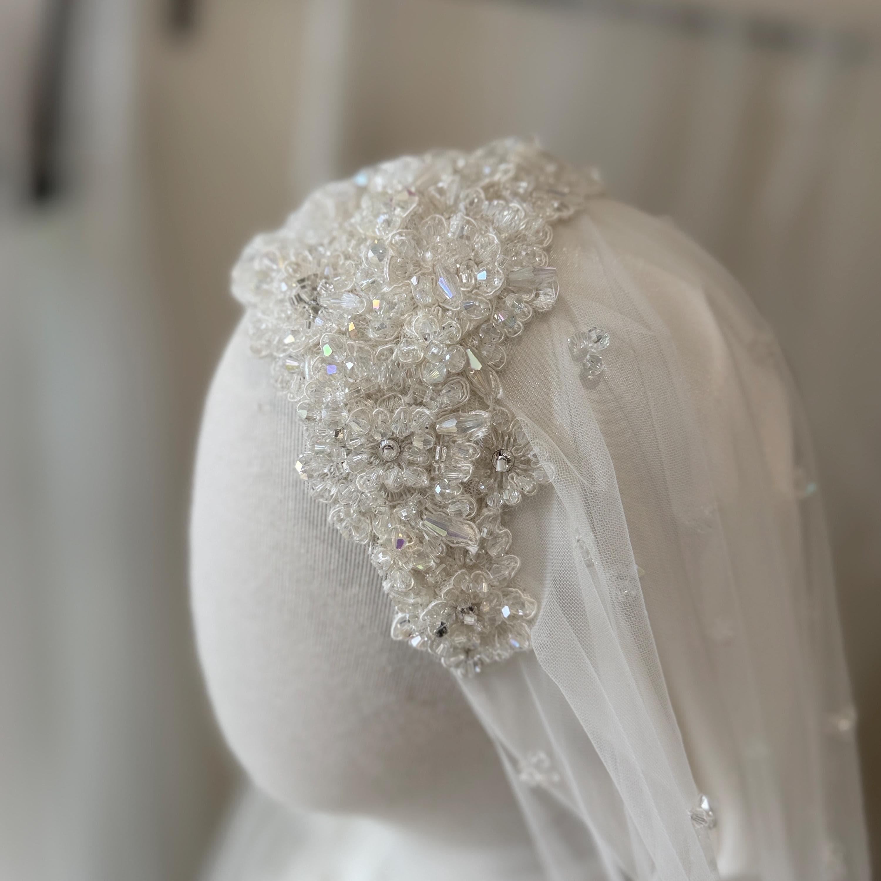 Custom Glitter Tulle Bridal Veil – One-Tier Modest Wedding Veil for Hijab Brides - image 3