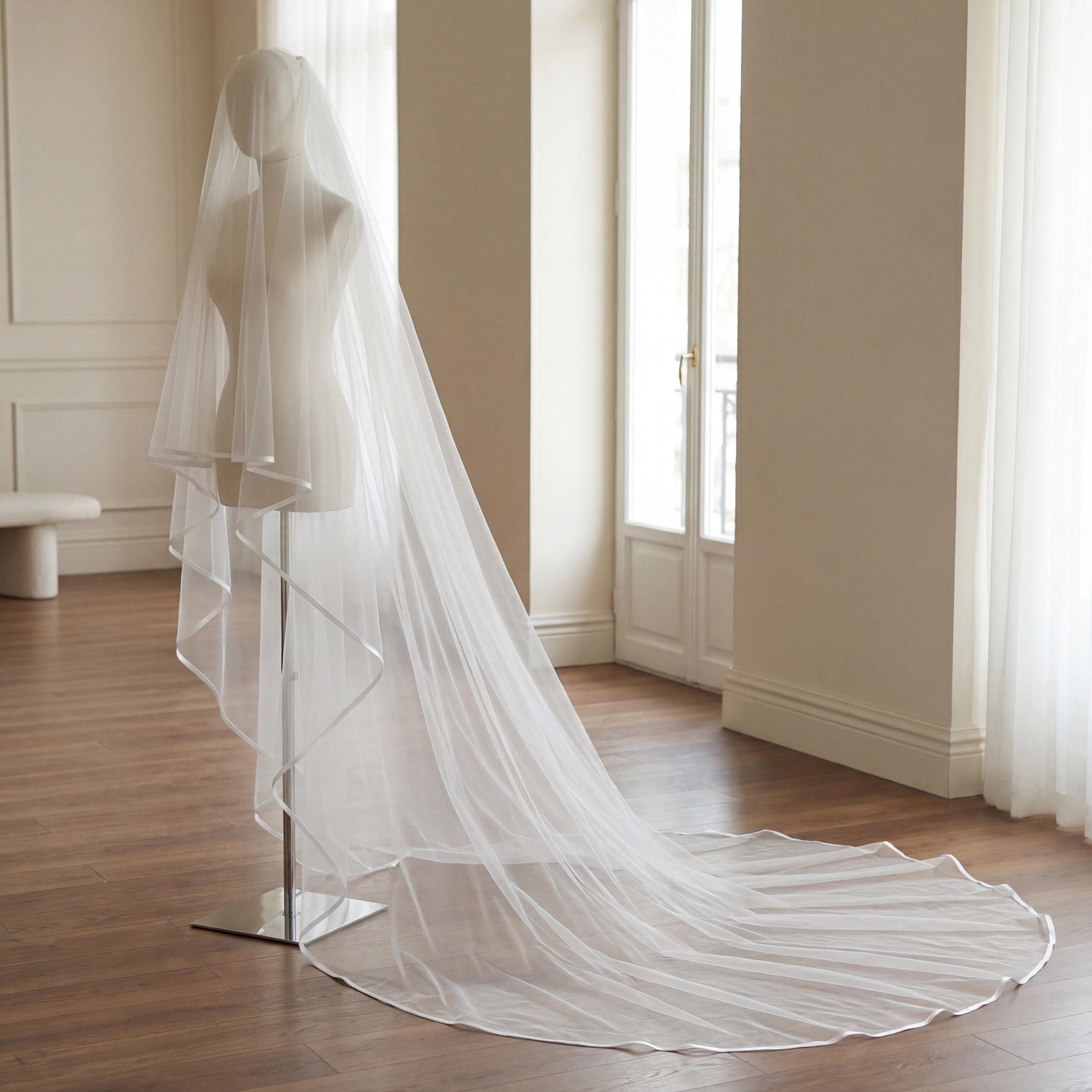Bride veil Custom Length Modest Wedding Veil | Elegant Hijab Bridal Accessory - image 3