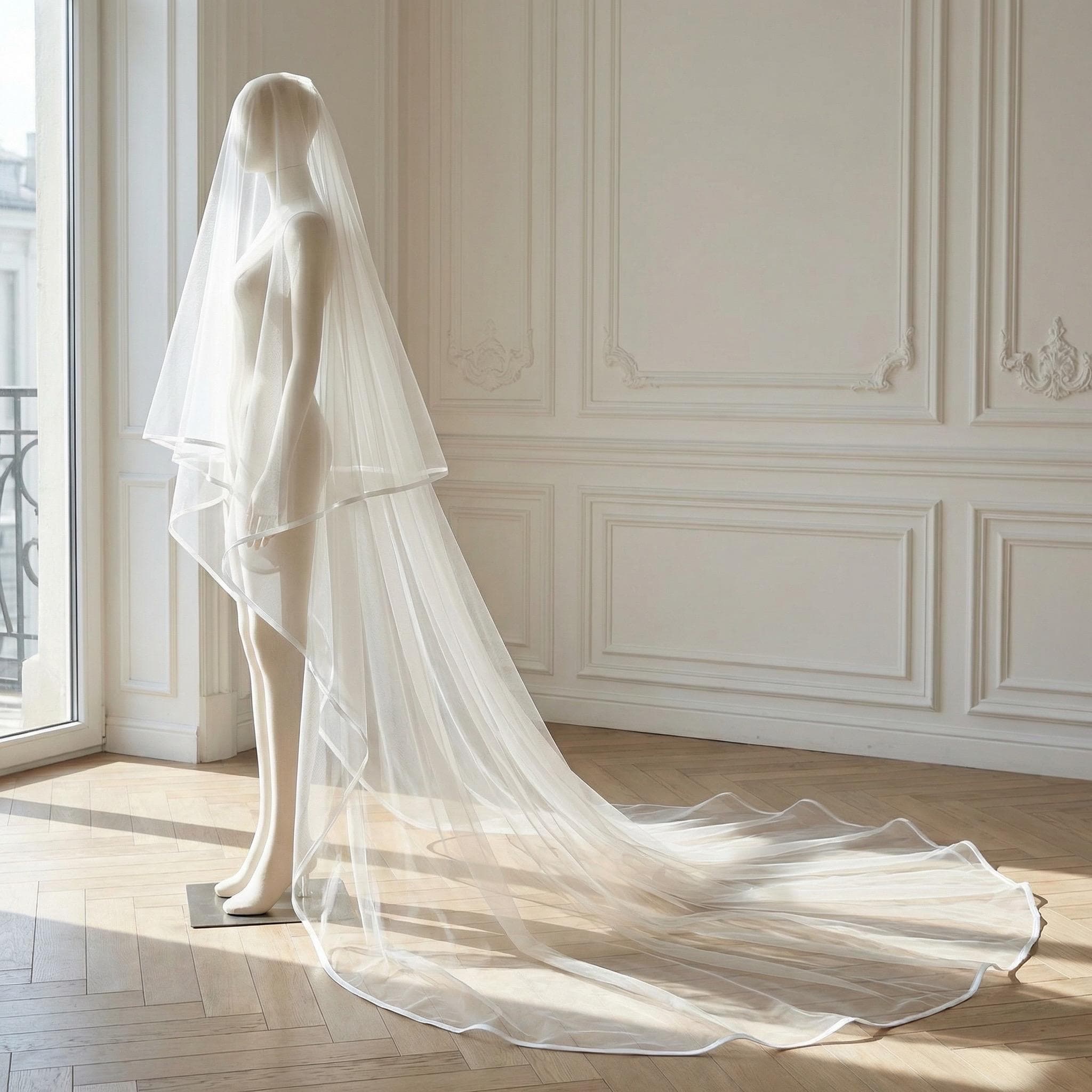 Bride veil Custom Length Modest Wedding Veil | Elegant Hijab Bridal Accessory