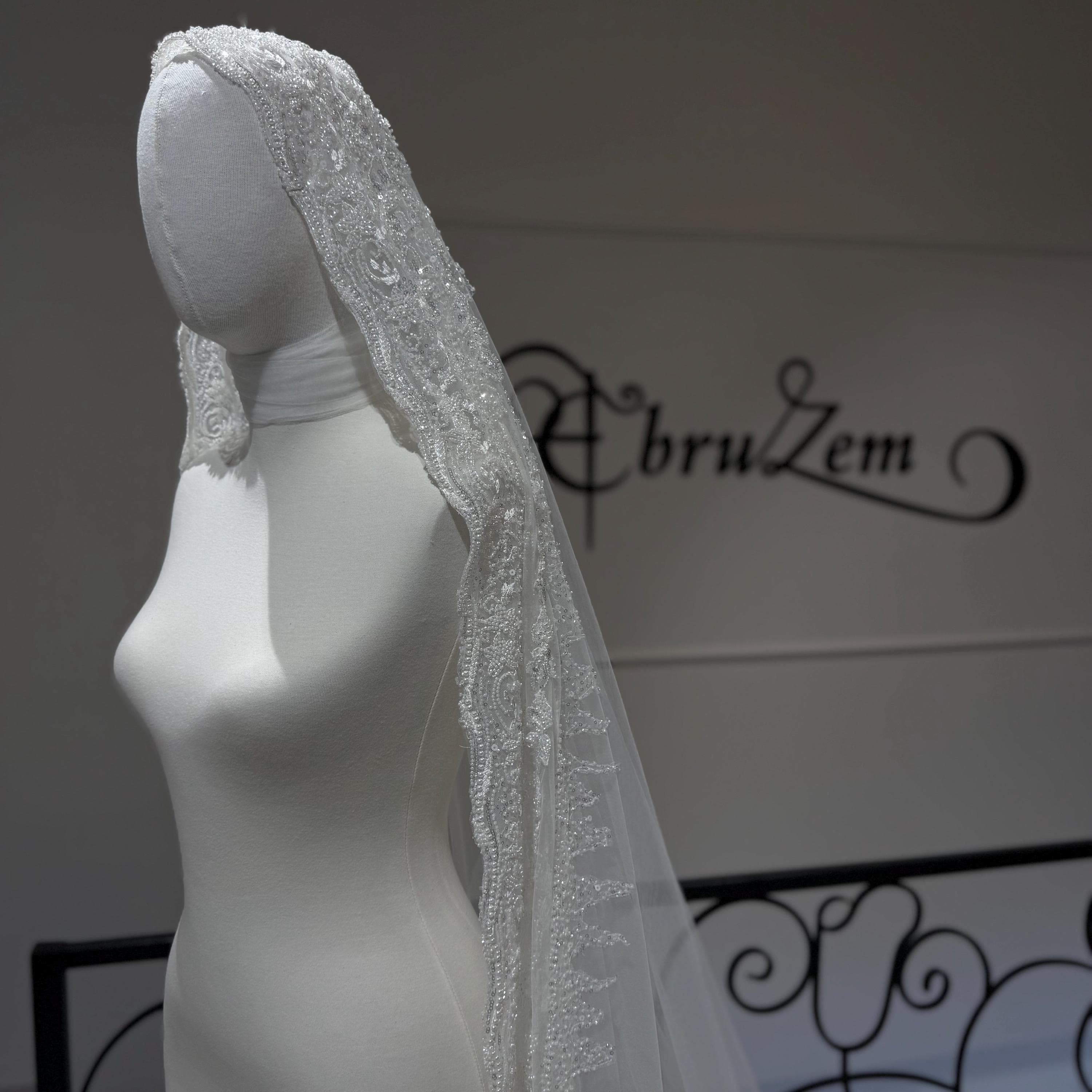 Luxury Beaded Lace Cathedral Veil - 3 Meter Custom Bridal Veil - image 4