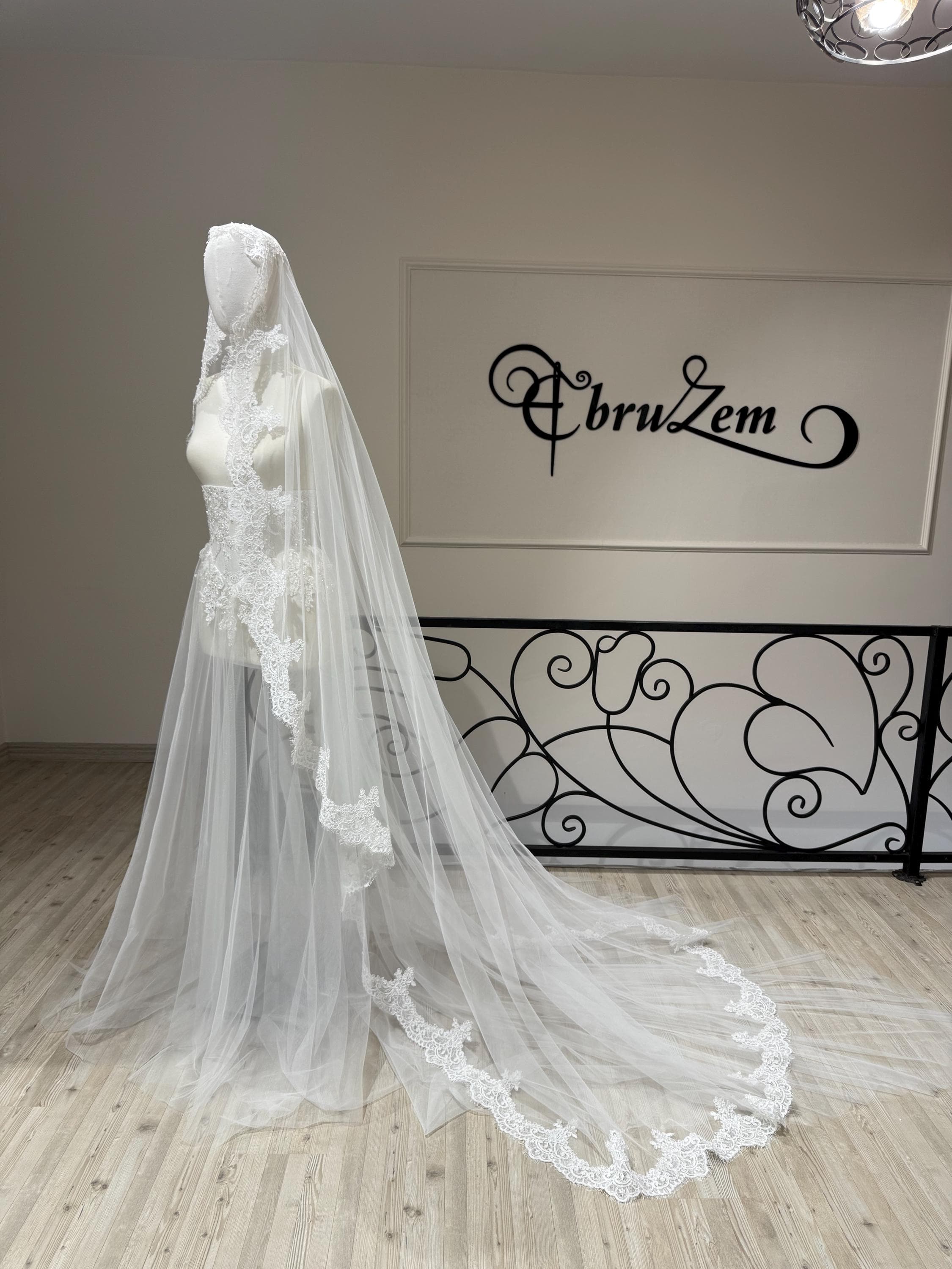 Romantic Chapel-Length Veil – Soft Tulle Two-Tier Bridal Veil with Stylishly Raw Edge - image 5