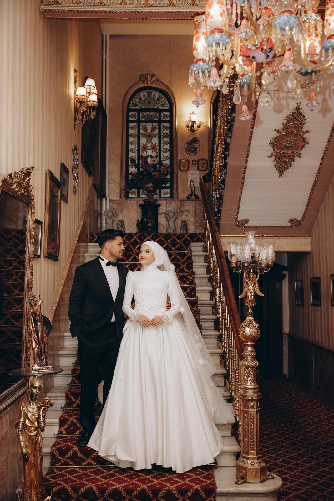 Modern Hijab Wedding Dress Long Sleeve Bridal Gown - image 4