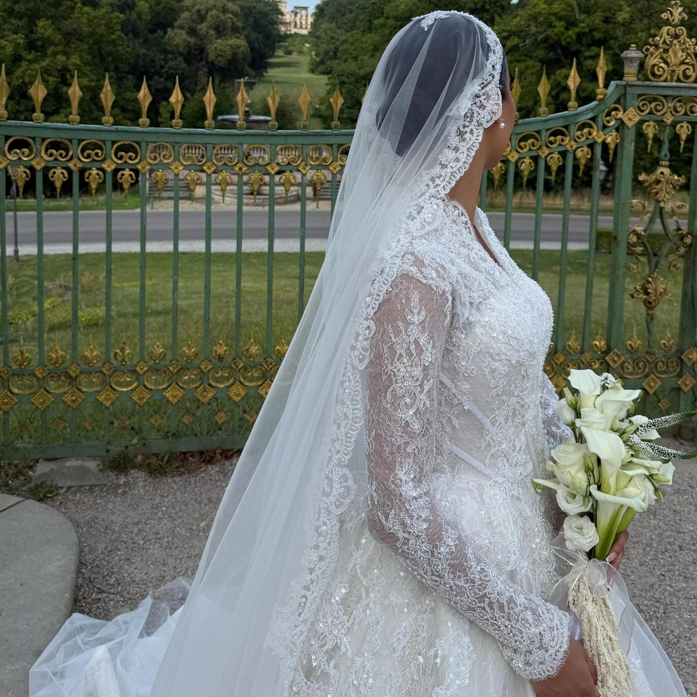 Elegant Lace Long Sleeve A-Line Wedding Dress, Modest Hijab Bridal Gown - image 5