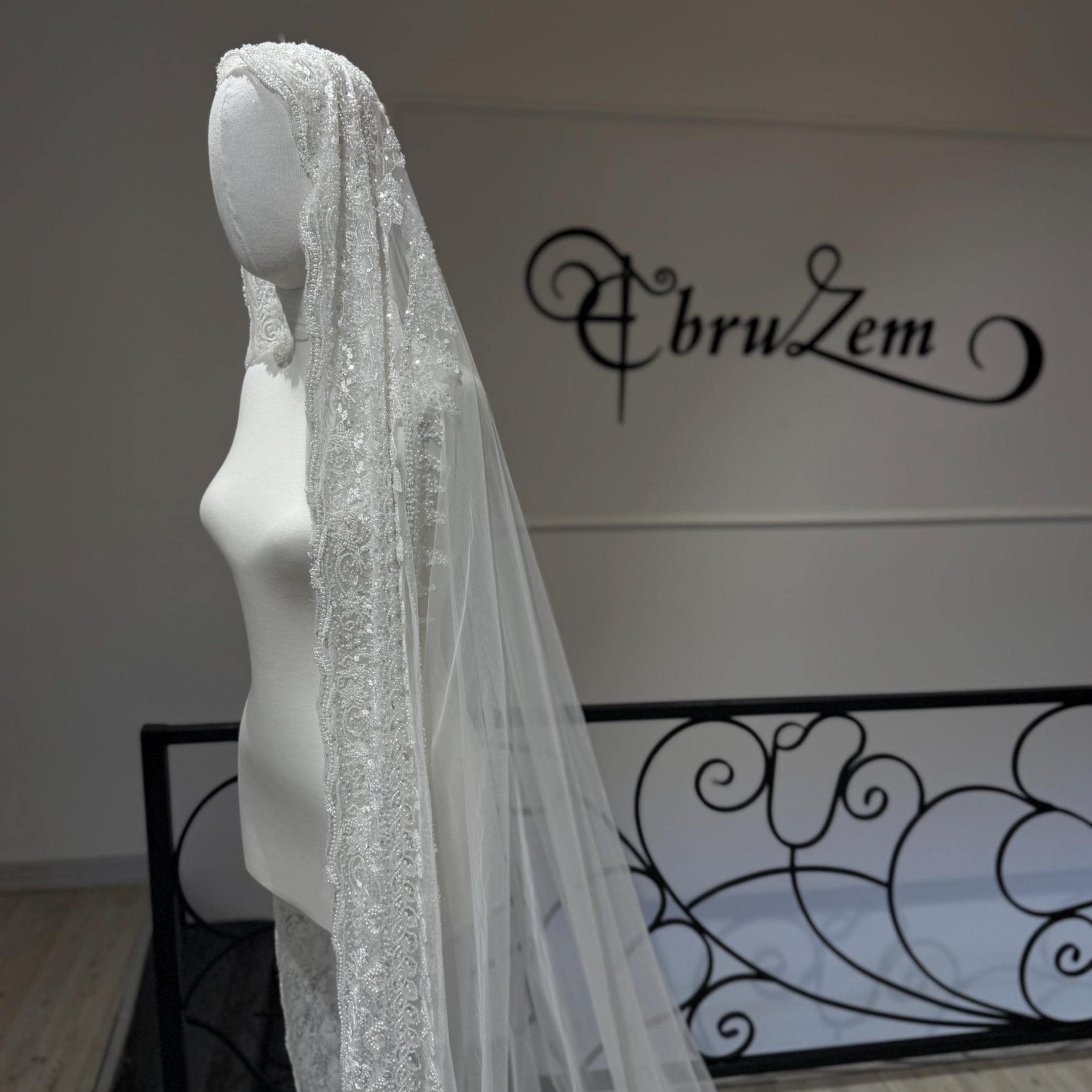 Luxury Beaded Lace Cathedral Veil - 3 Meter Custom Bridal Veil - image 3