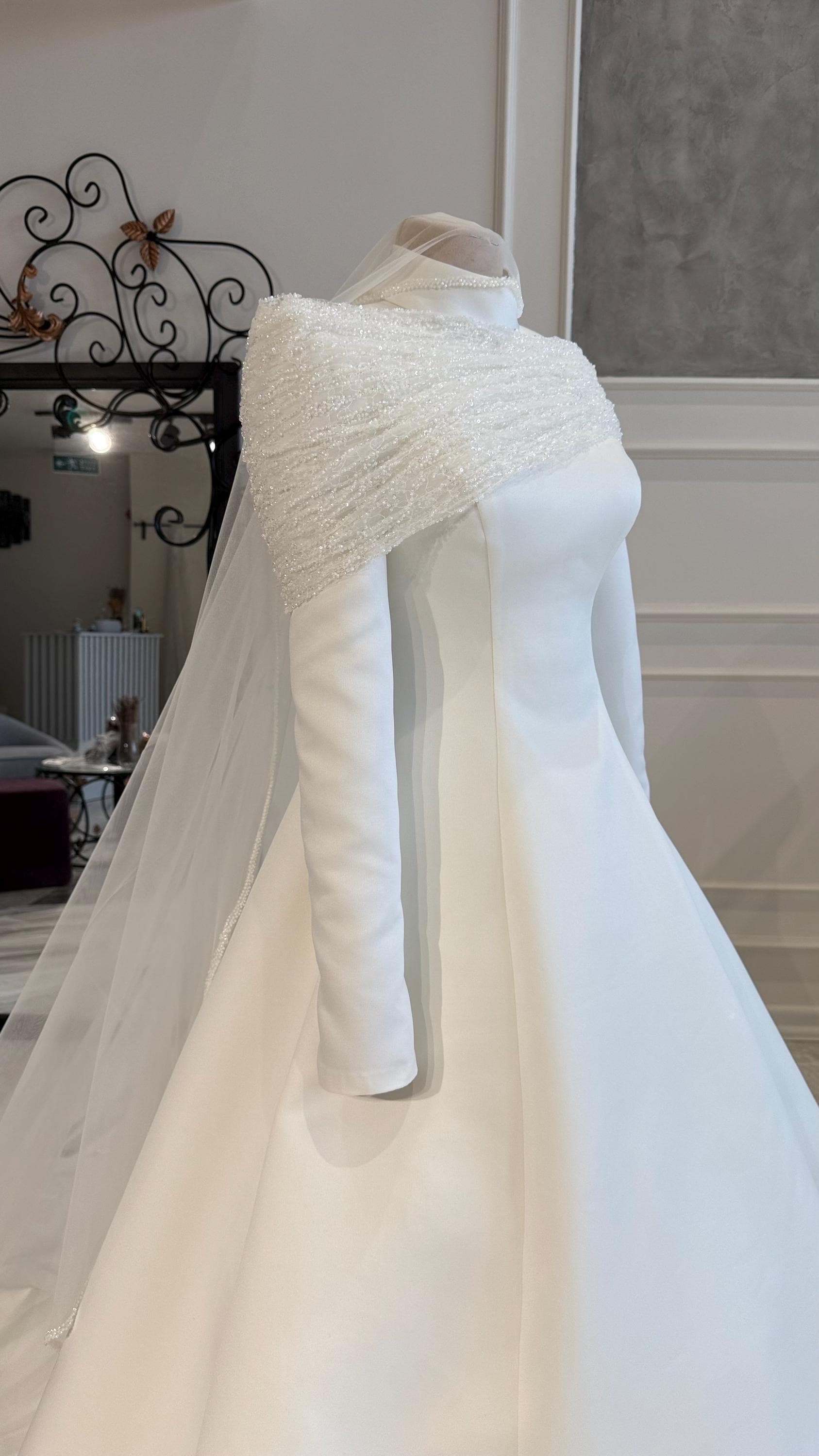 Muslimah Bride Dress, Custom Satin Hijab Wedding Dress,  Elegant Bridal Gown - image 3