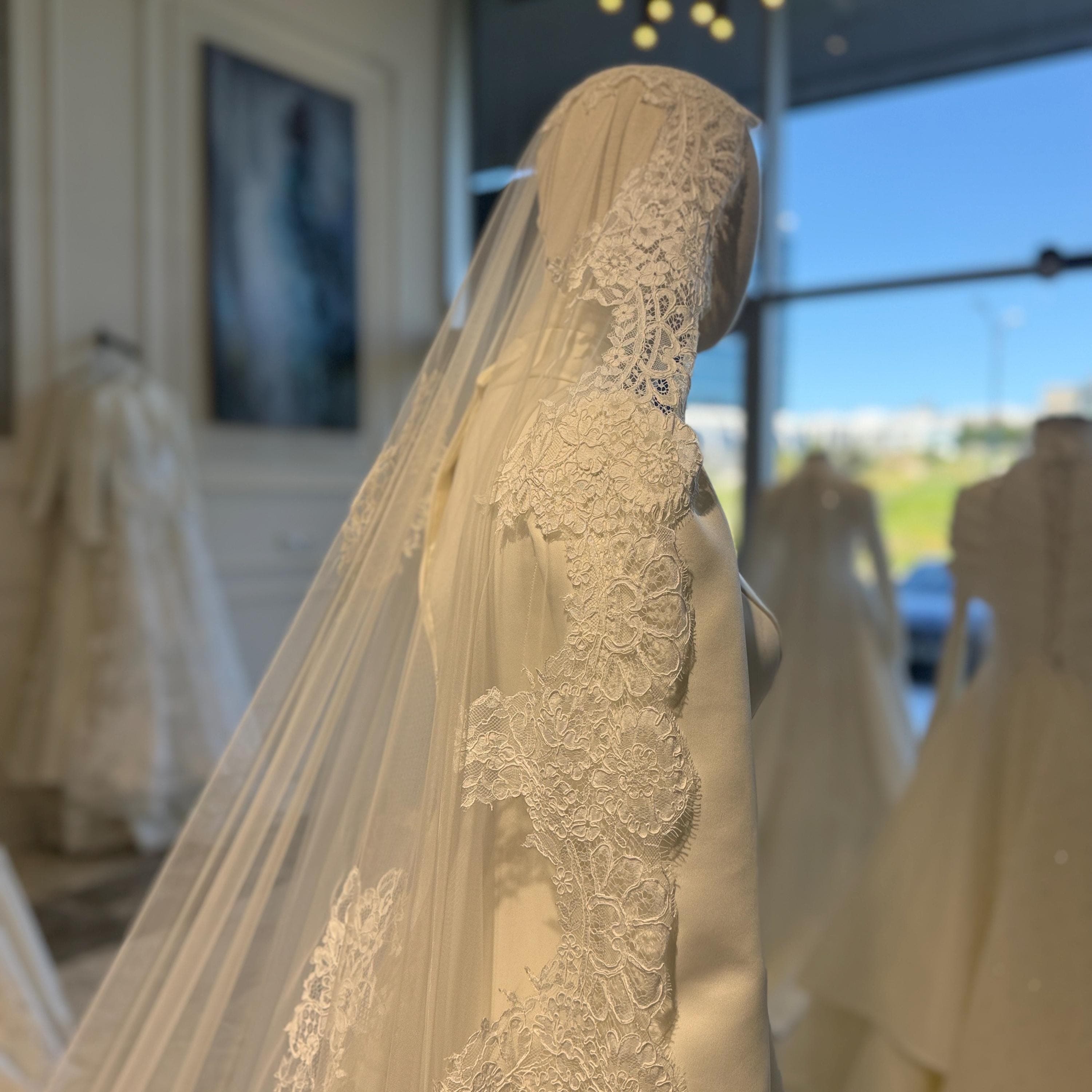 French Lace Cathedral Veil – Handcut Openwork Bridal Wedding Veil - image 4